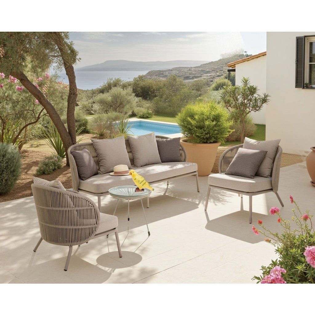 Kare Design Gartenlounge-Set Sicily, (2 Sessel, 1 Sitzbank), mit bequemer Polsterung