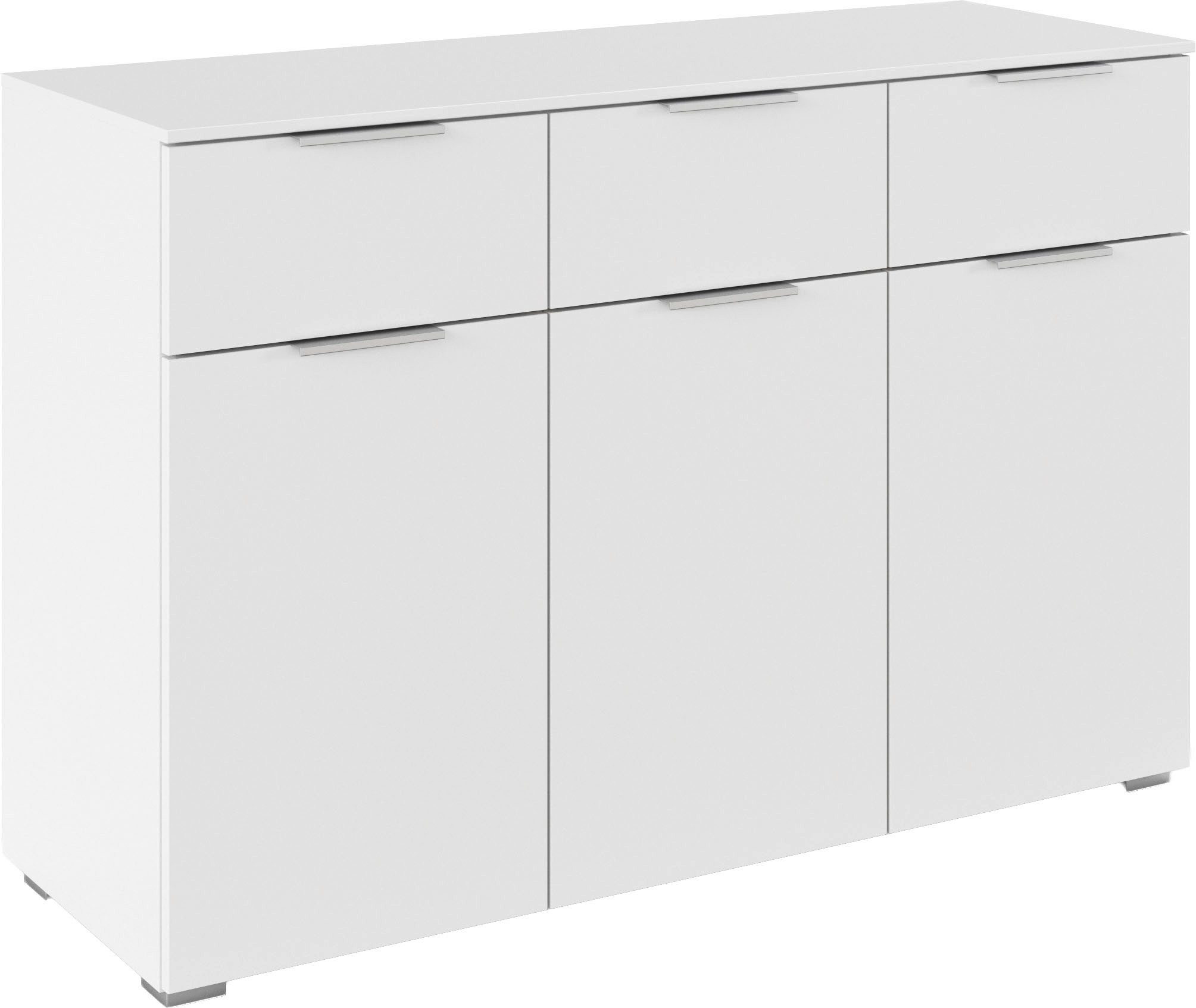 rauch Kombikommode Sideboard Schubladenkommode CORTONA mit Dekor-Front (Breite 120 cm inkl. Soft-Close-Funktion), mit 3 Schubladen und 3 verstellbaren Einlegeboden MADE IN GERMANY