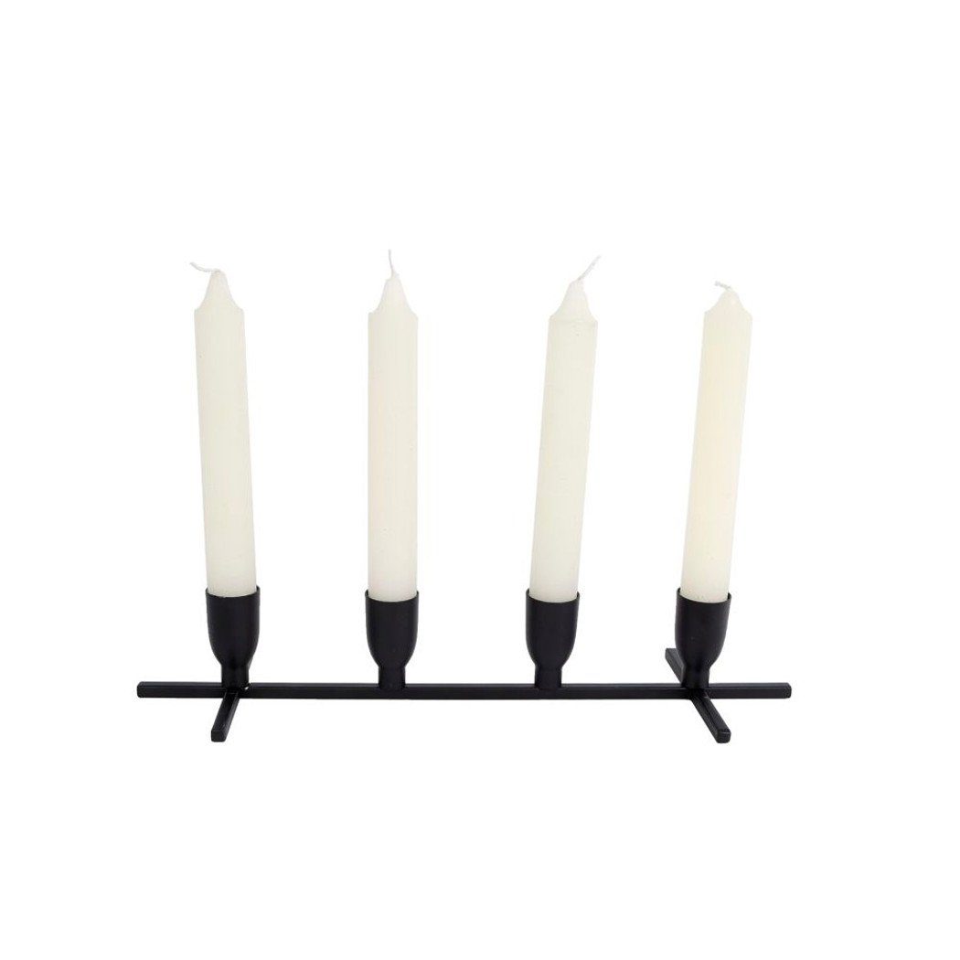 Macosa Home Kerzenhalter für industrial, schwarz Deko 4er Kerzen Halter Tisch-Dekoration Adventskranz modern Kerzen Kerzenständer Stabkerzen