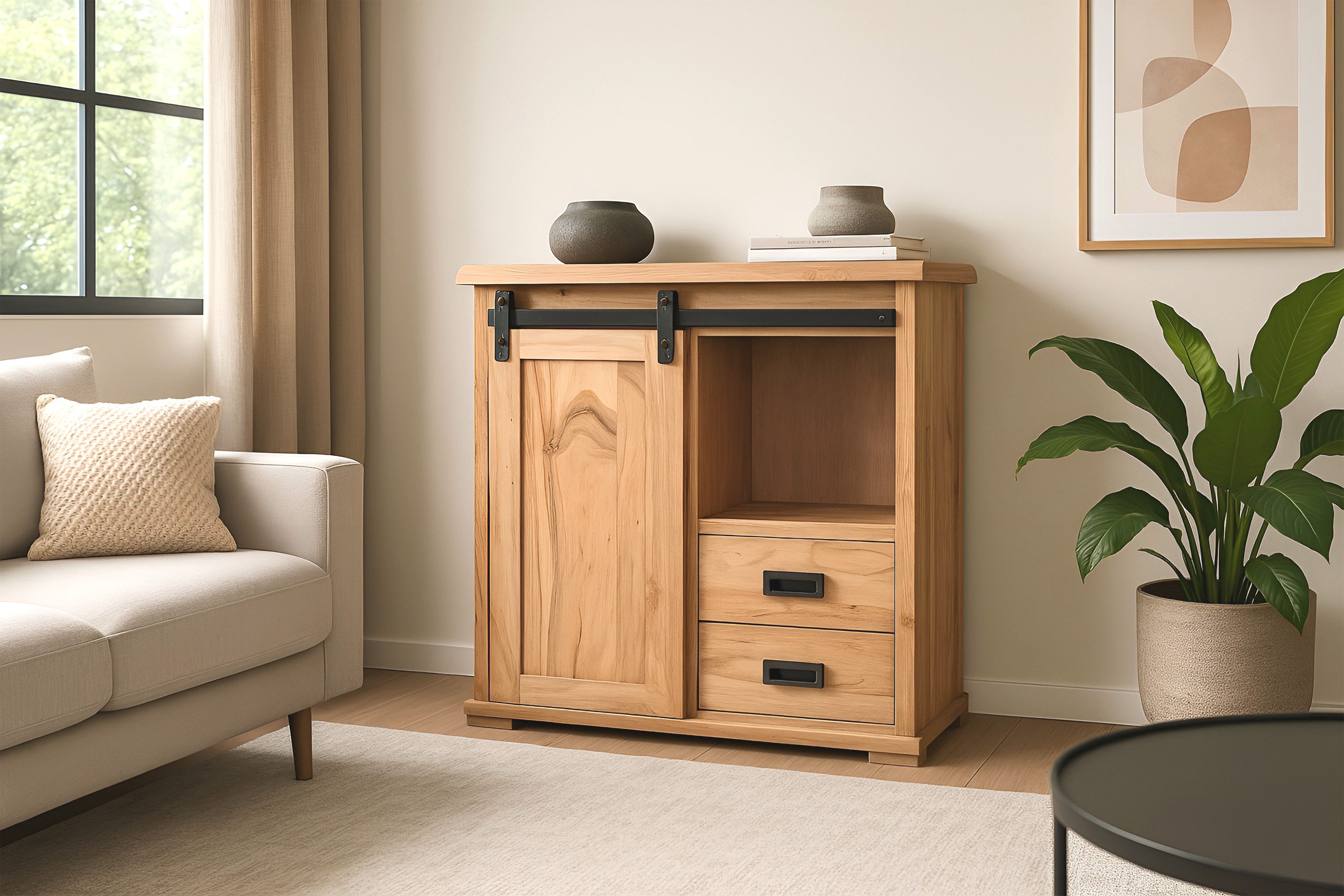 SAM® Sideboard Fritz, Akazienholz, mit Baumkante oder gerader Kante, Indust günstig online kaufen