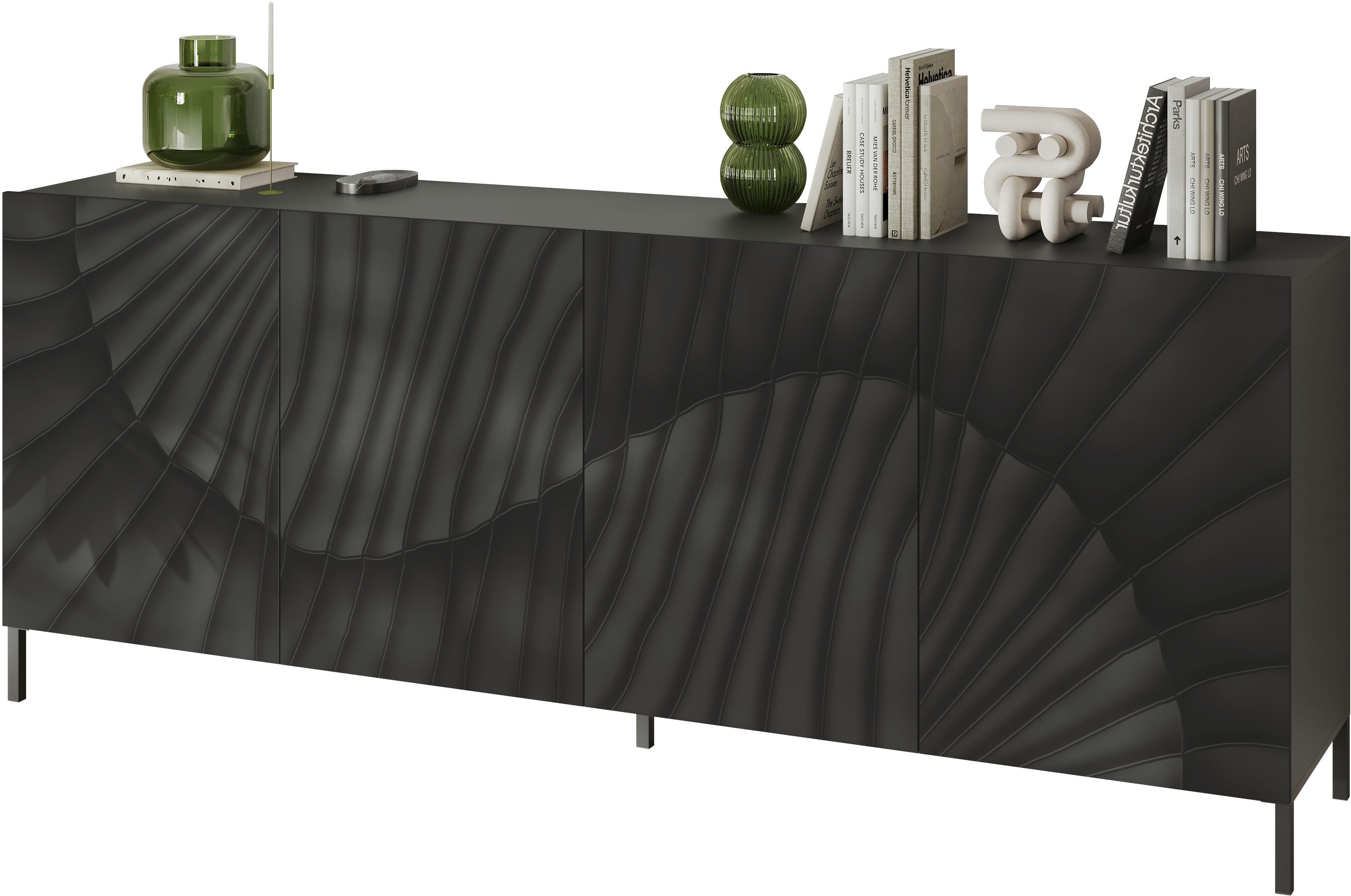 OTTO home Sideboard Snake, Kommode, Anrichte, Stauraummöbel Breite 241 cm, Siebdruck-Front, moderne Wohnmöbel, 4 Türen, viel Stauraum, stilvoll und funktional