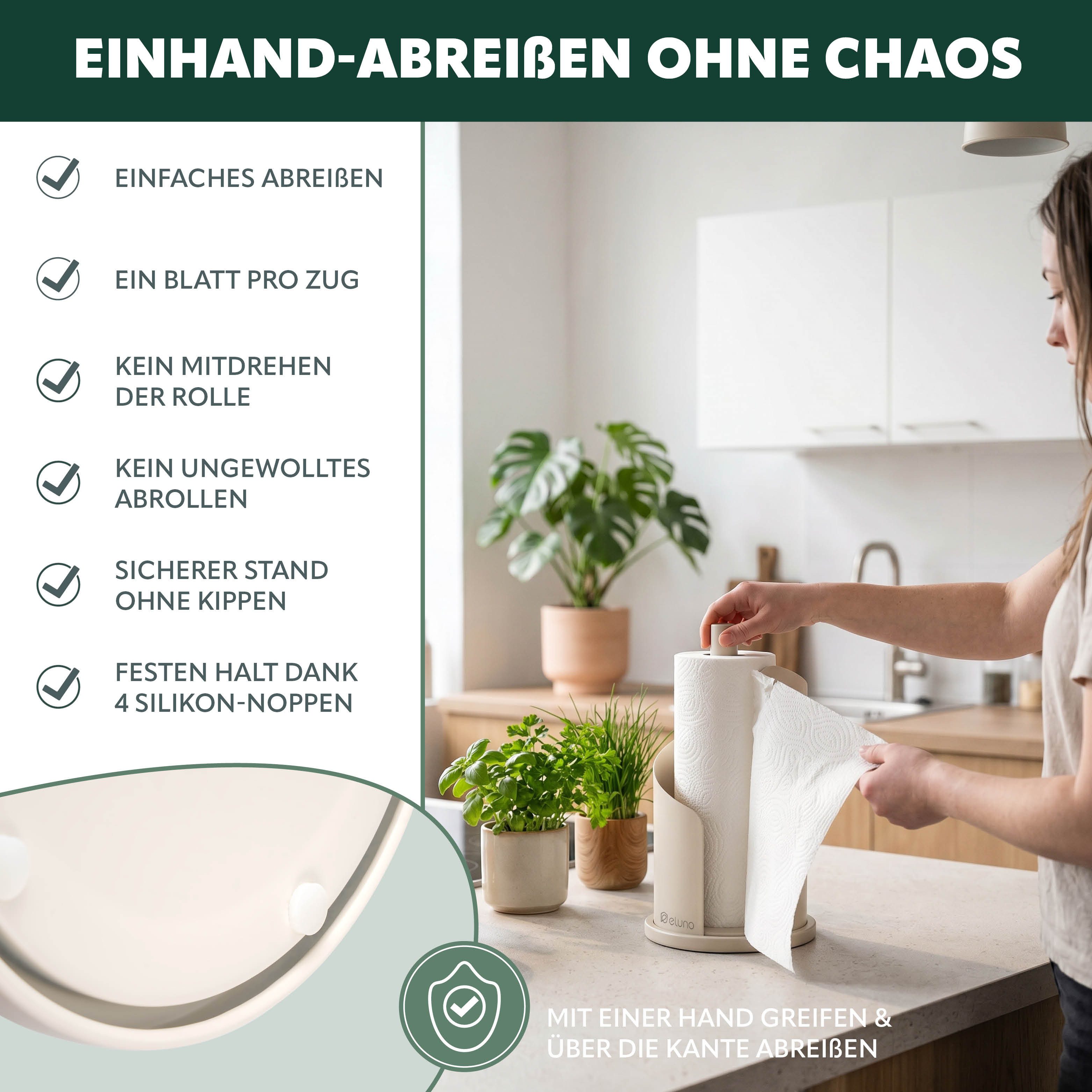 eluno Küchenrollenhalter oder Toilettenpapier-Ersatzrollenhalter aus Metall, (1-St)