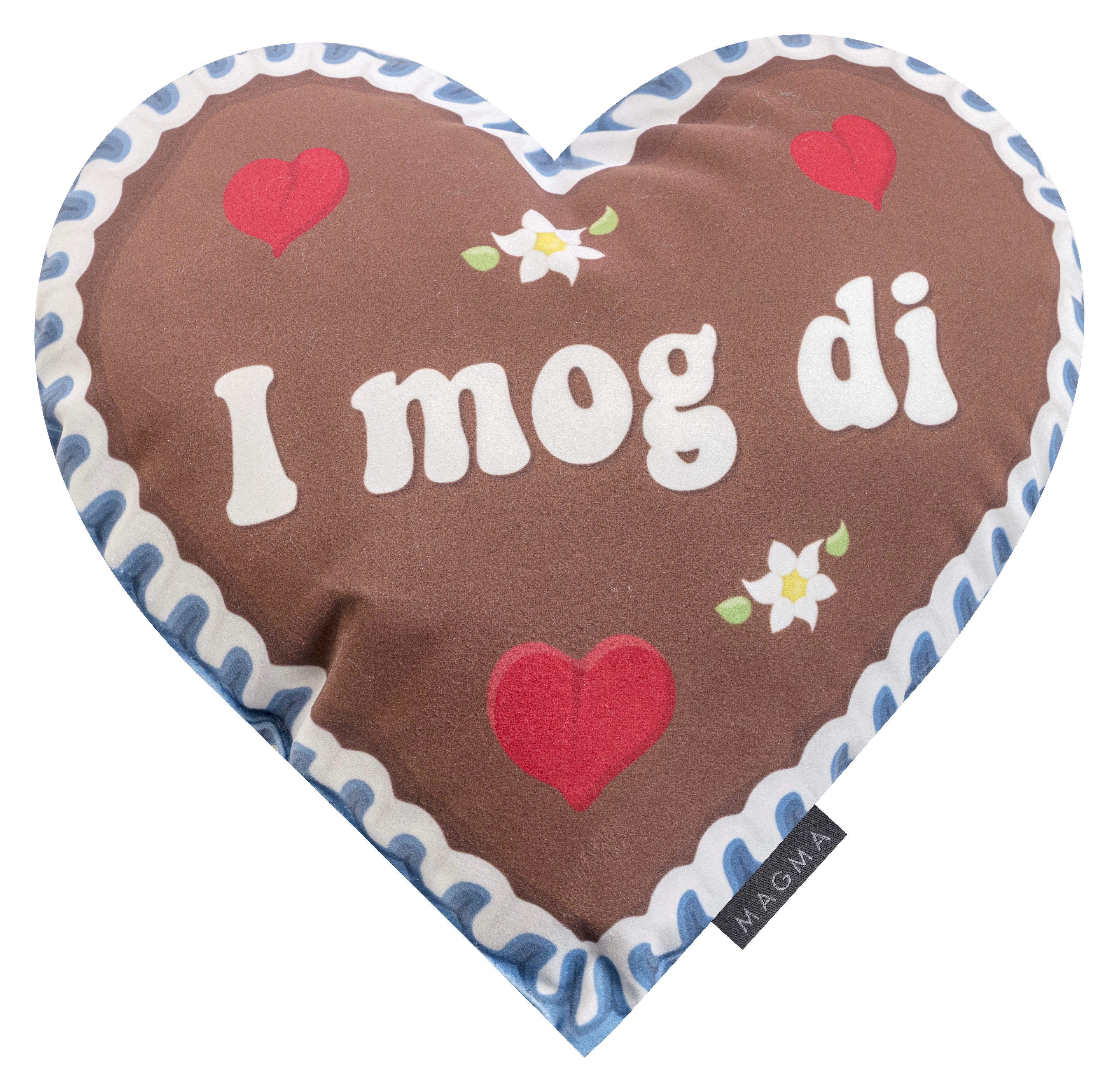 Magma Heimtex Dekokissen gefülltes Kissen Servus 'I Mog Di' ∅ 35 cm Braun