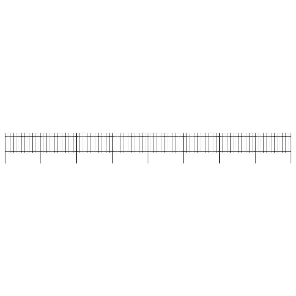 vidaXL Gartenzaun Gartenzaun mit Speerspitze Stahl 1339 x 100 cm Schwarz, (1-St)