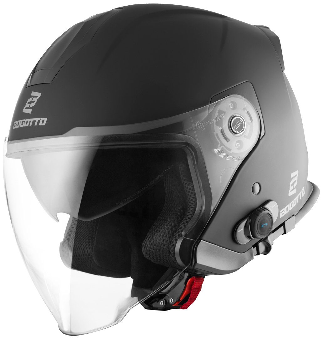 Bogotto Motorradhelm V586 BT Jethelm, integriertes Kommunikationssystem,integriertes Sonnenvisier