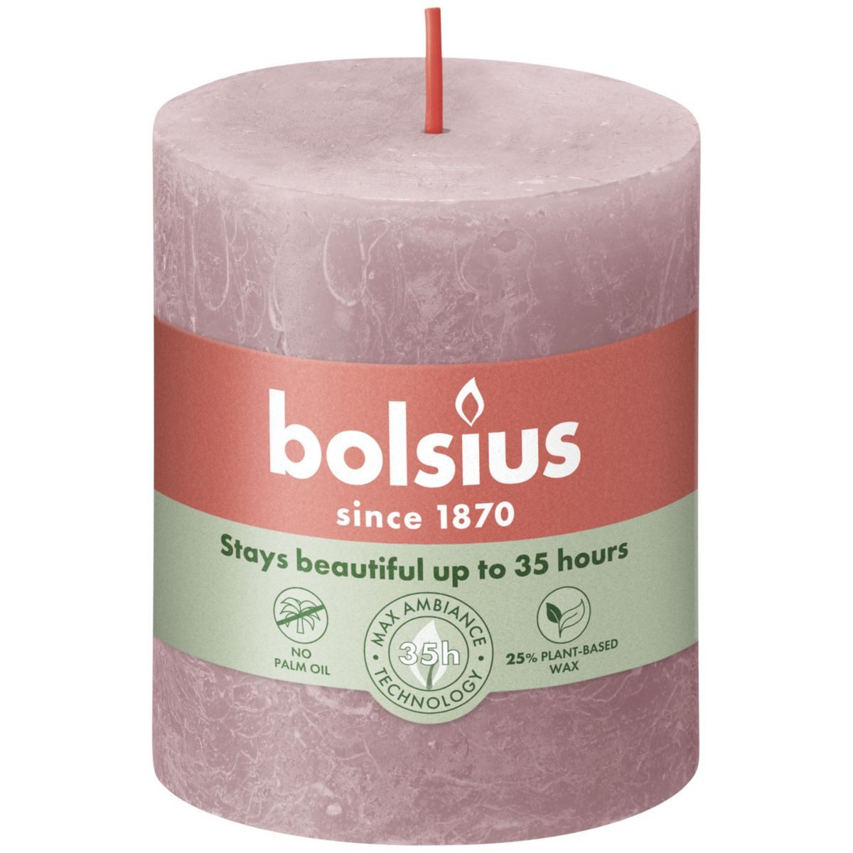 Bolsius Stumpenkerze Bolsius Rustik Stumpenkerze 80/68 mm Eschen-Rose