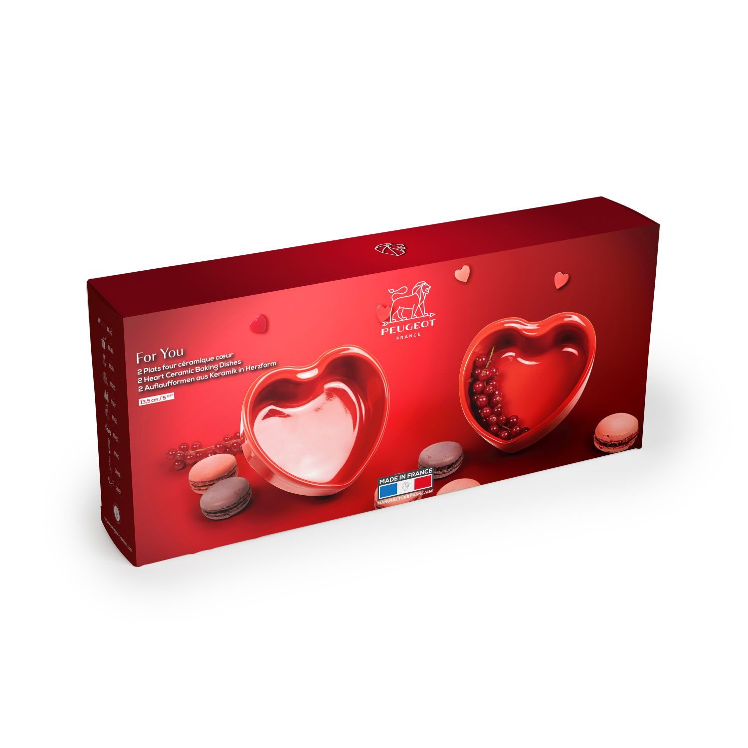 PEUGEOT Auflaufform For You Herzform Rot 13,5 cm 2er Set, Keramik, (2-St)