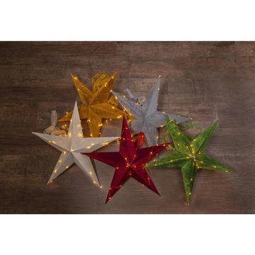 STAR TRADING LED Stern LED Papierstern Velvet Weihnachtsstern hängend 60cm Drahtlichterkette, LED Classic, warmweiß (2100K bis 3000K)