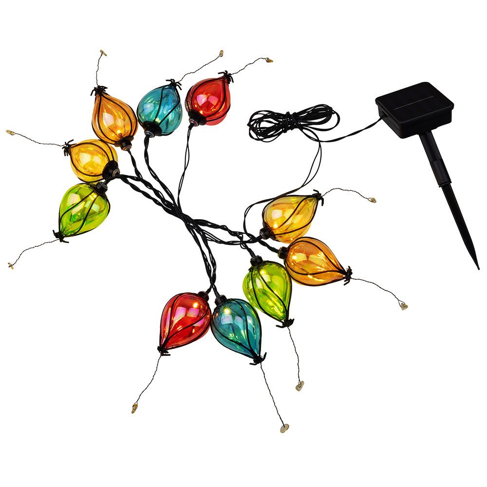 Haushalt International LED Solarleuchte, LED-Leuchtmittel fest verbaut, Farbig, Warmweiß, Solarleuchte LED Lichterkette Ballon bunt Außenleuchte L 390 cm