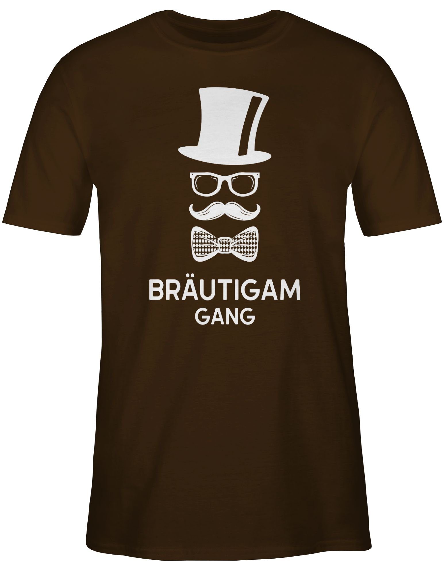 03 Hipster Bräutigam Team Shirtracer Groom Männer Braun Gang JGA T-Shirt