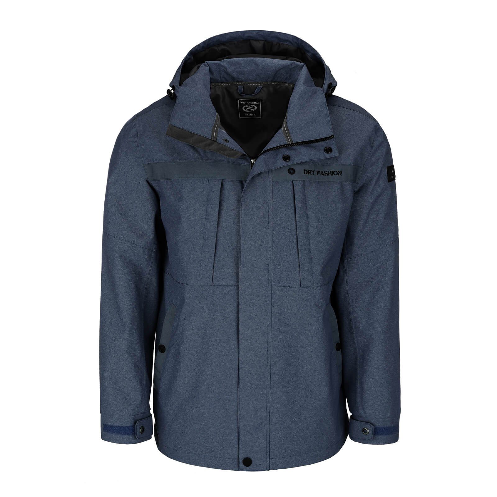 Dry Fashion Funktionsjacke Herren Jacke Emden Meliert - Outdoor-Jacke Wasserdicht mit Innenfutter navy melange