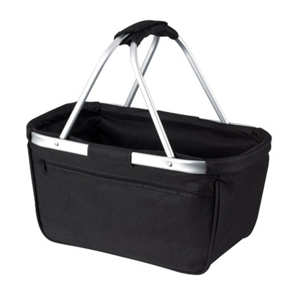 schwarz, Reißverschlusstasche, Aluminiumgestell, 45x25x25cm, faltbar Einkaufskorb Halfar Faltbar mit Stabiles + Reißverschlusstasche, leichtes Einkaufskorb