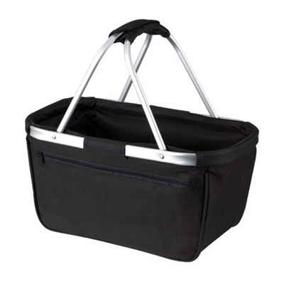 Halfar Einkaufskorb Einkaufskorb faltbar schwarz, mit Reißverschlusstasche, 45x25x25cm, Reißverschlusstasche, Stabiles + leichtes Aluminiumgestell, Faltbar