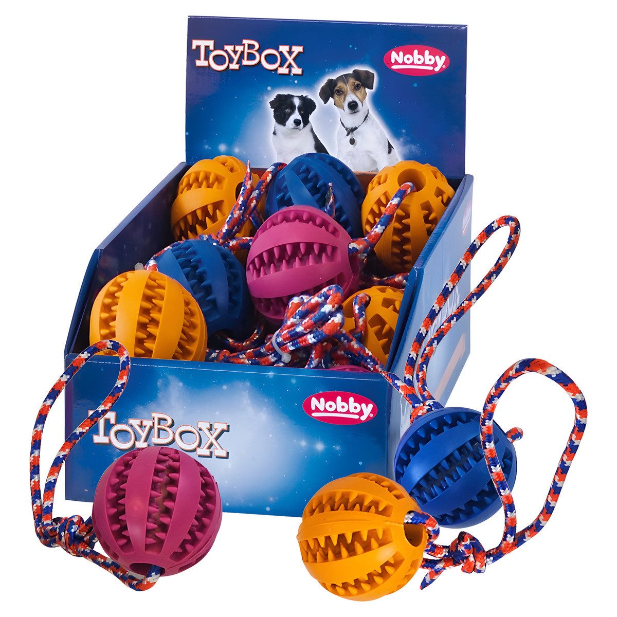 Thumbnail - Nobby Outdoor-Spielzeug Hundespielzeug Dental Ball mit Seil Vollgummi, Durchmesser: 7 cm