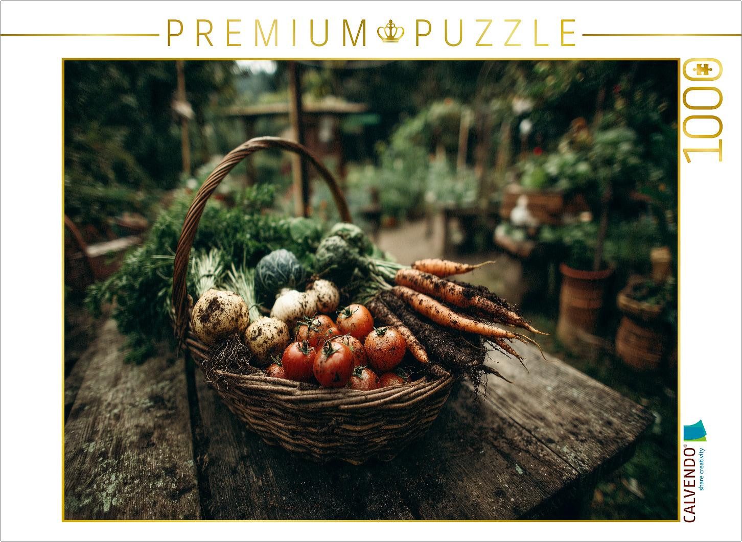 CALVENDO Puzzle CALVENDO Puzzle Frisches Gemüse aus dem Garten liegt im Korb bereit, 1000 Puzzleteile