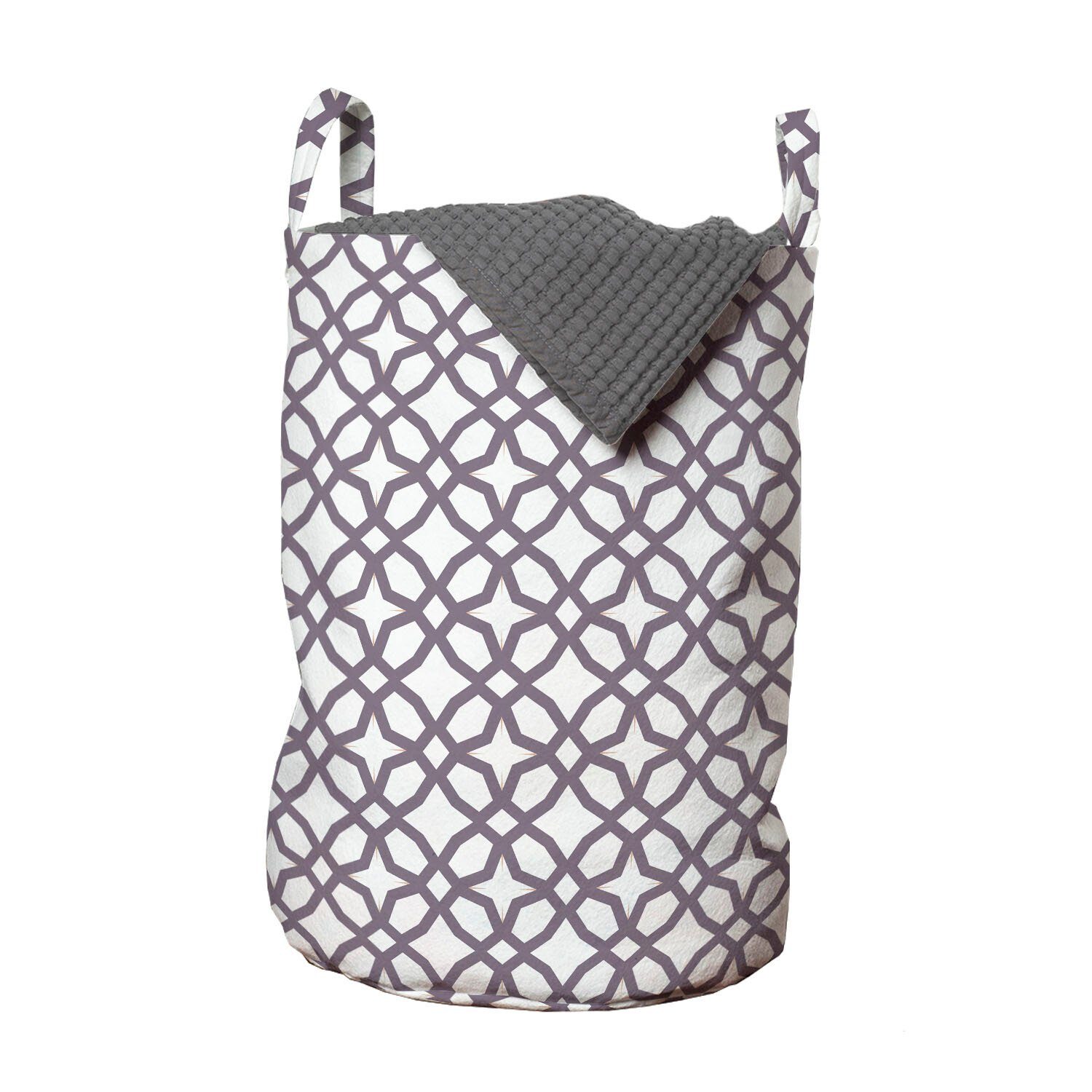 Abakuhaus Wäschesäckchen Wäschekorb mit Griffen Kordelzugverschluss für Waschsalons, geometrisch Monochrome Sterne Form