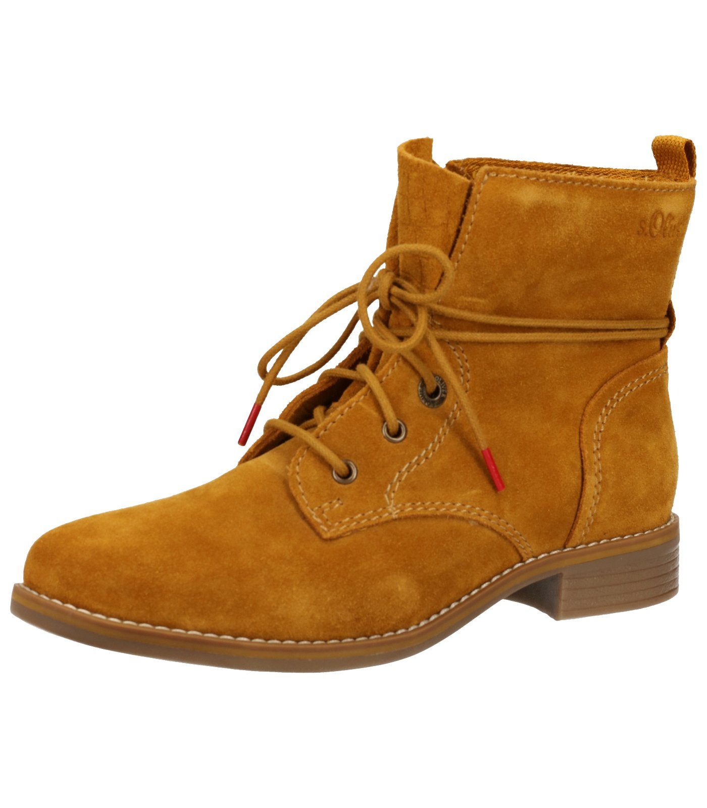 s.Oliver Stiefelette Leder Schnürstiefelette Mustard