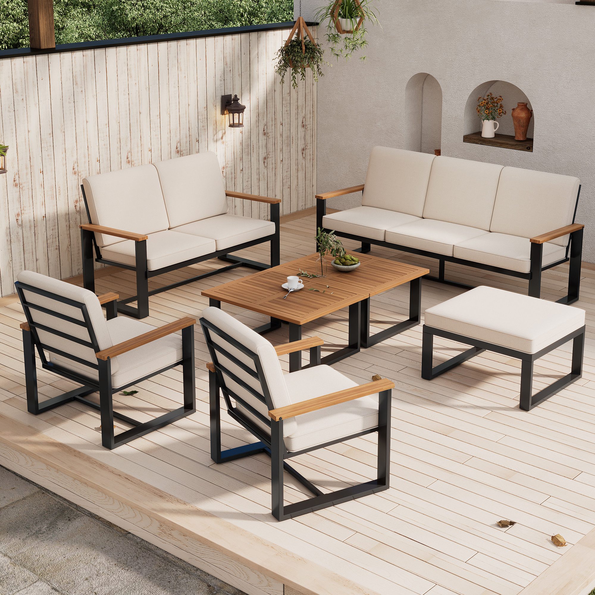 Flieks Gartenlounge-Set, 8-Sitzer Gartenmöbel Balkonset günstig online kaufen