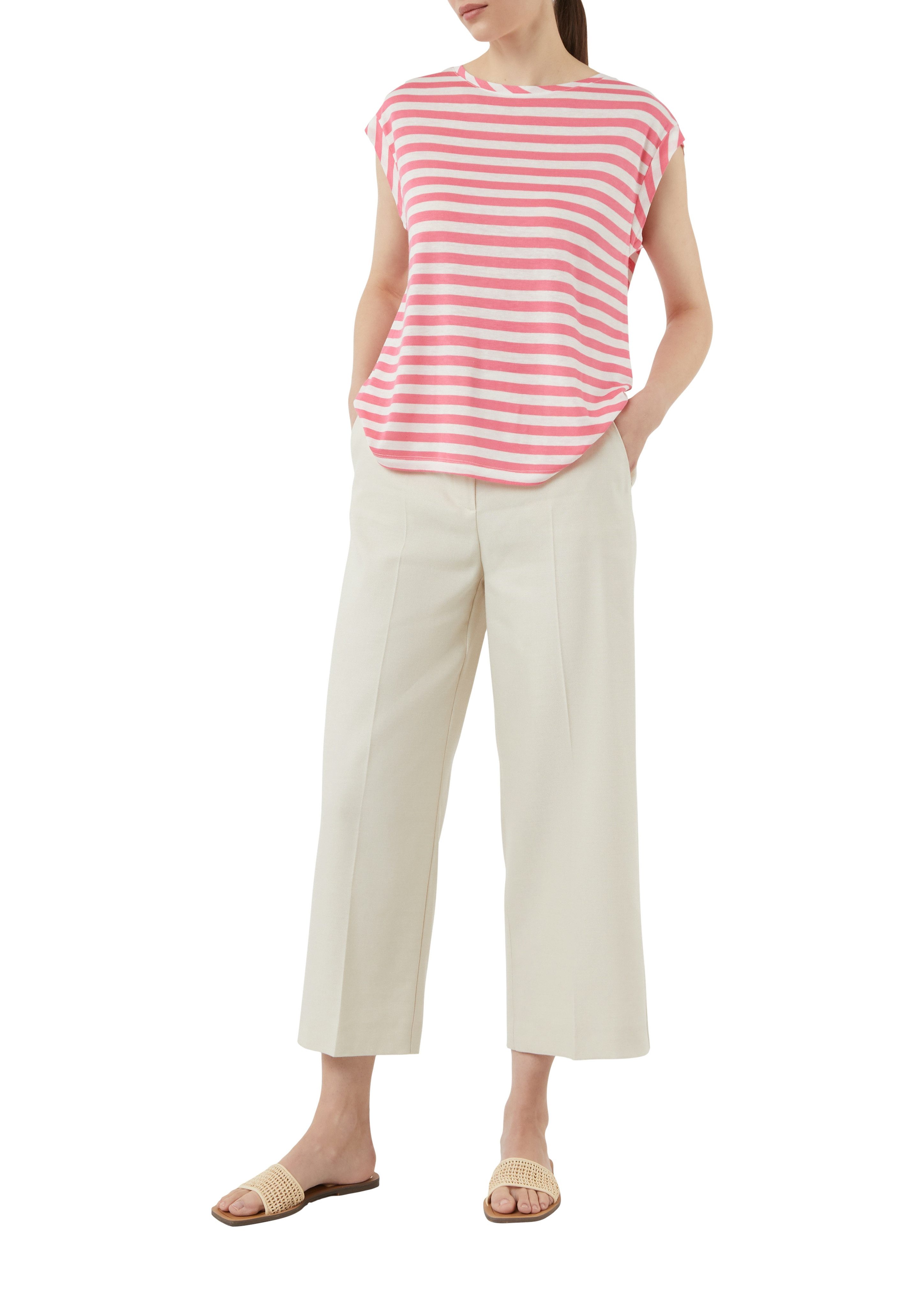 comma T-Shirt mit Streifen Muster günstig online kaufen