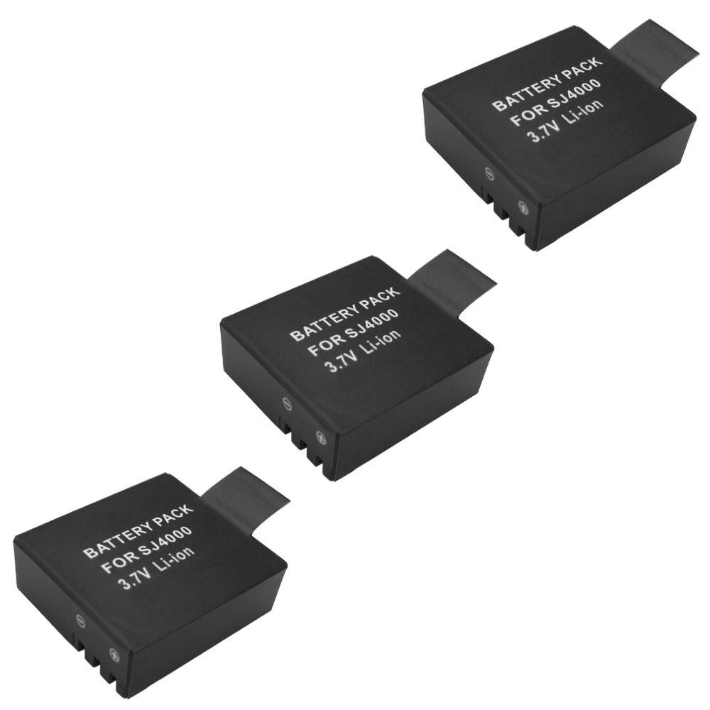 Trade-Shop 3x Akku passend für Qumox SJ4000 SJ5000 SJ6000 DX288812 DX288813 Kamera-Akku Li-Ion 900 mAh (3,7 V)