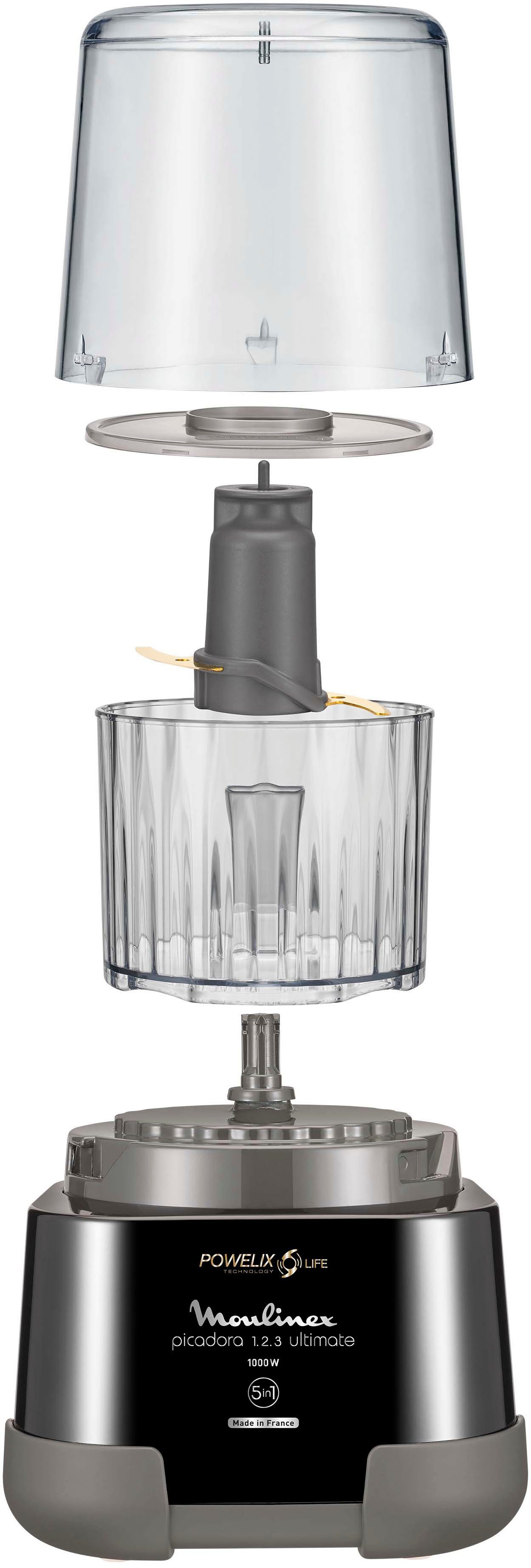 Moulinex Zerkleinerer DP8108 Moulinette Ultimate, 1000 W, 550 ml Kapazität, Easy-Press-System, Powelix-Klingen