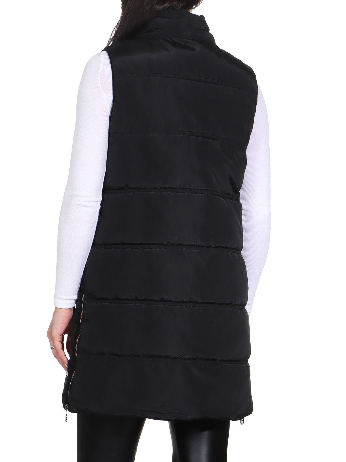 Damen Lange Steppweste - Leichte Winterweste Mit Kordelzug Und Fleece