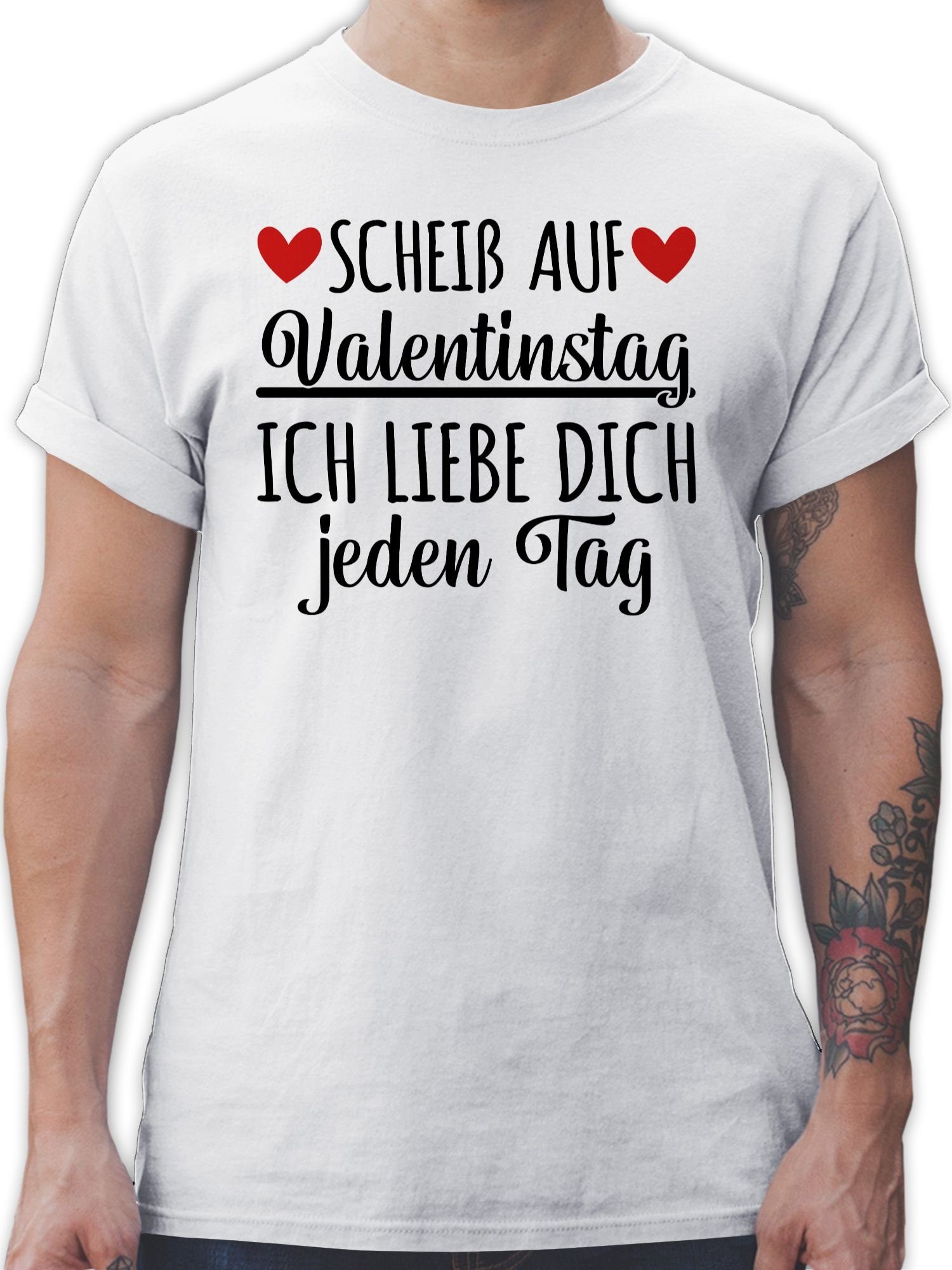 Shirtracer T-Shirt Scheiß auf Valentinstag - Geschenk Männer Geschenkideen Partner Frauen Valentinstag Partner Liebe 2 Weiß