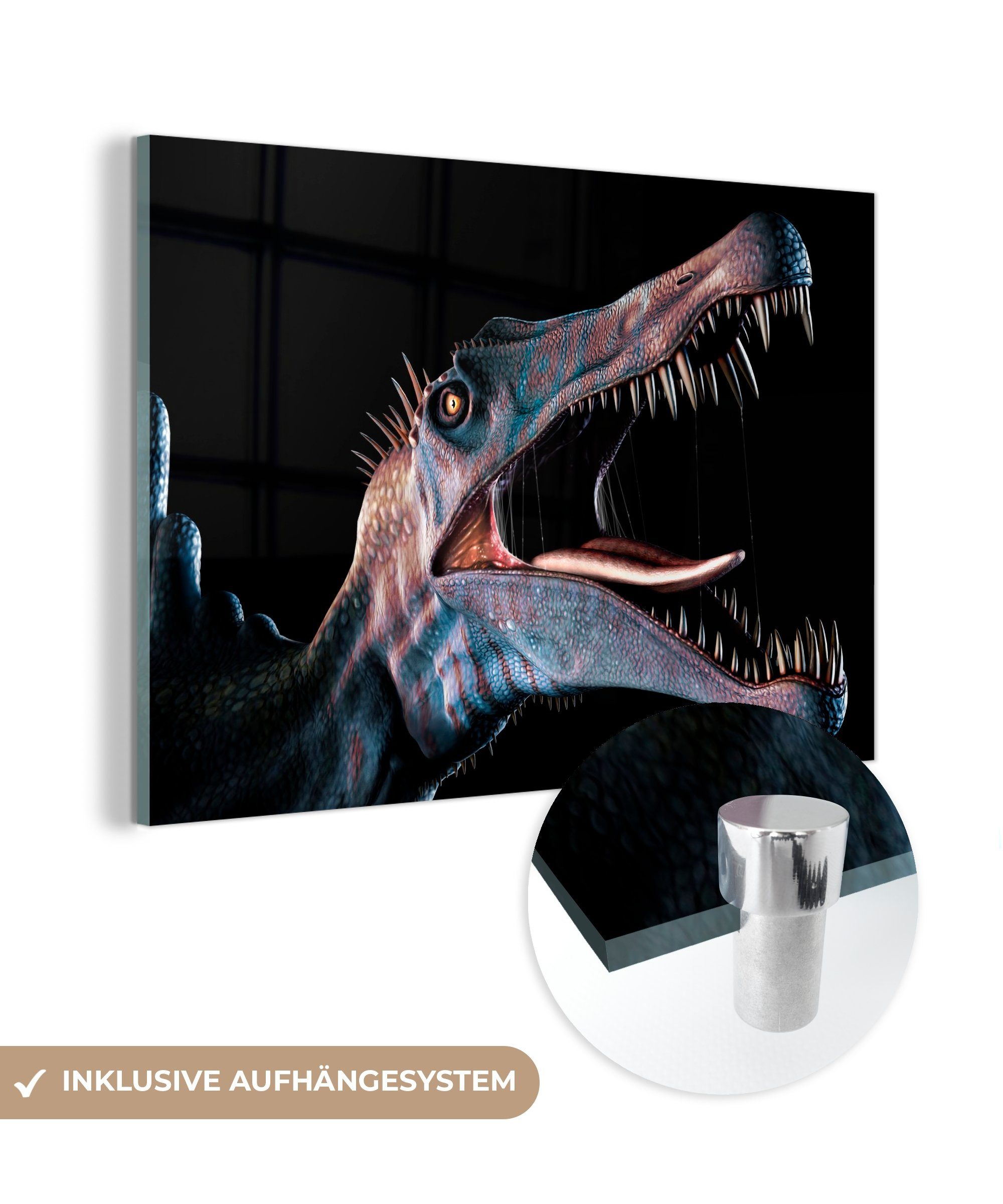 MuchoWow Acrylglasbild Kopf von Spinosaurus, (1 St), Acrylglasbilder Wohnzimmer & Schlafzimmer