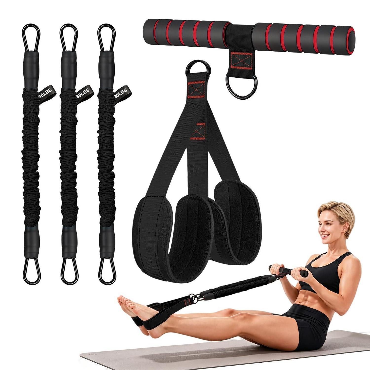 LuxusKollektion Bauchtrainer Bauchtrainer mit Widerstandsbändern schwarz (1-St)