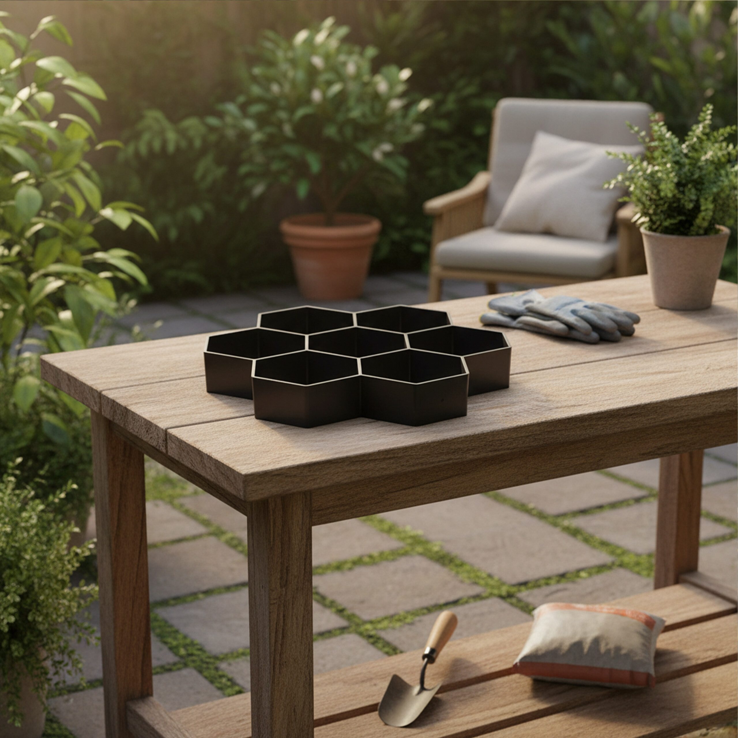 relaxdays Leichtbeton-Bauplatte Pflasterform Bienenwabe 2er Set