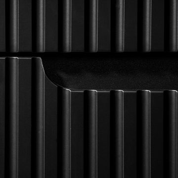Lomadox Waschbeckenschrank NEWPORT-56-BLACK Waschbeckenschrank 50cm schwarz, gerillte Front, grifflos