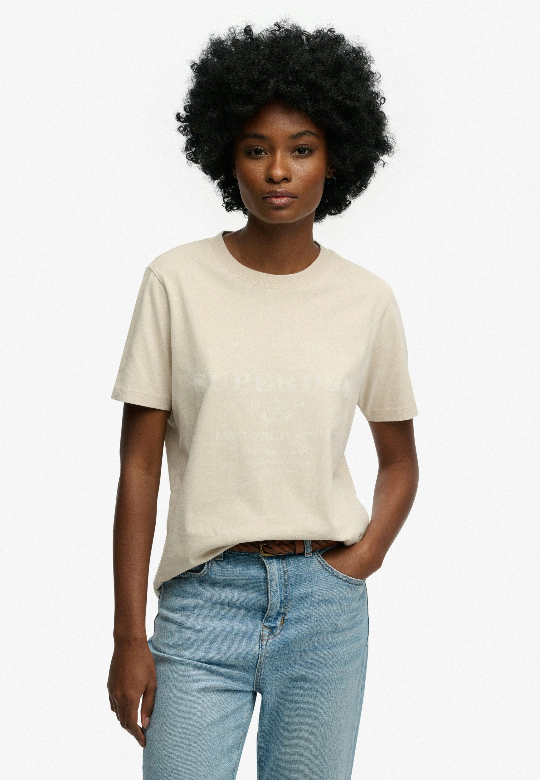 Superdry T-Shirt LUXE CASUAL RLXD TEE Peyote Beige