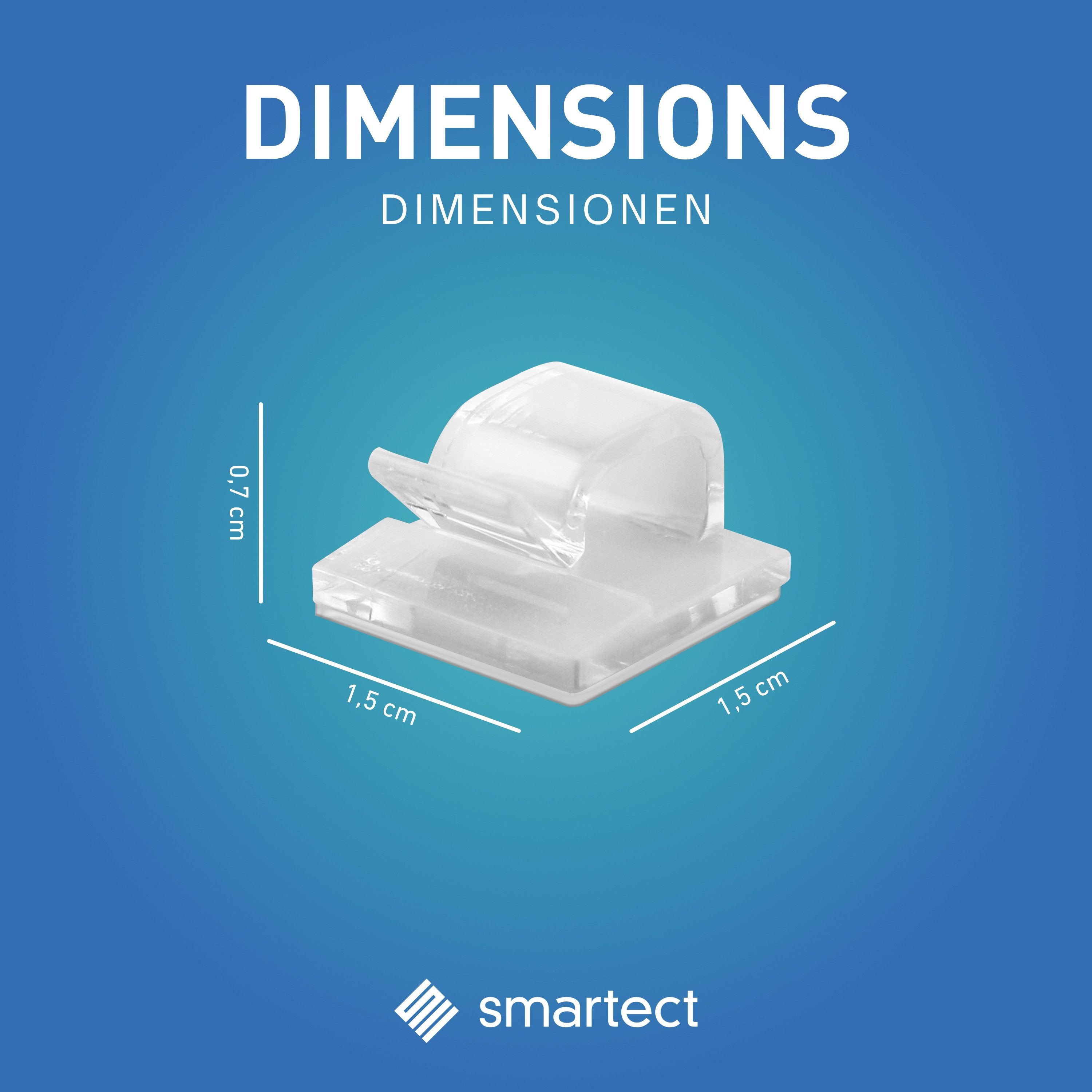 smartect Kabelzubehör smartect Kabelhalter selbstklebend 1,5x1,5 cm, (Set, 50-tlg., Kabelführung für Kabelmanagment am Schreibtisch)