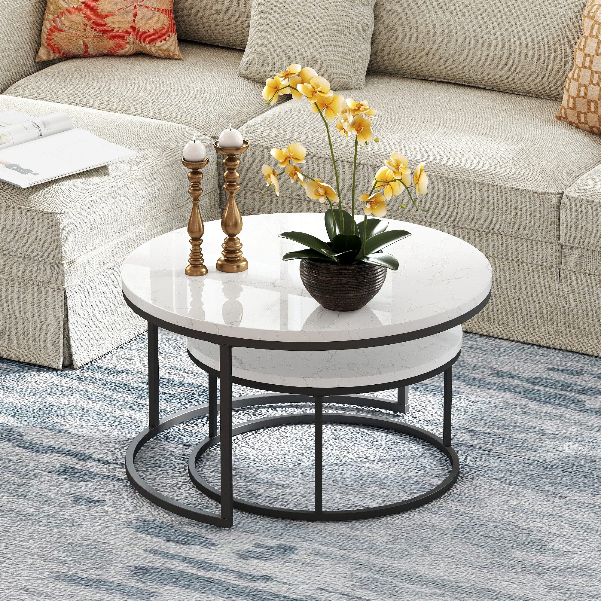 HAUSS SPOLE Couchtisch 2er-Satztisch Beistelltisch stapelbarer Sofatisch mi günstig online kaufen