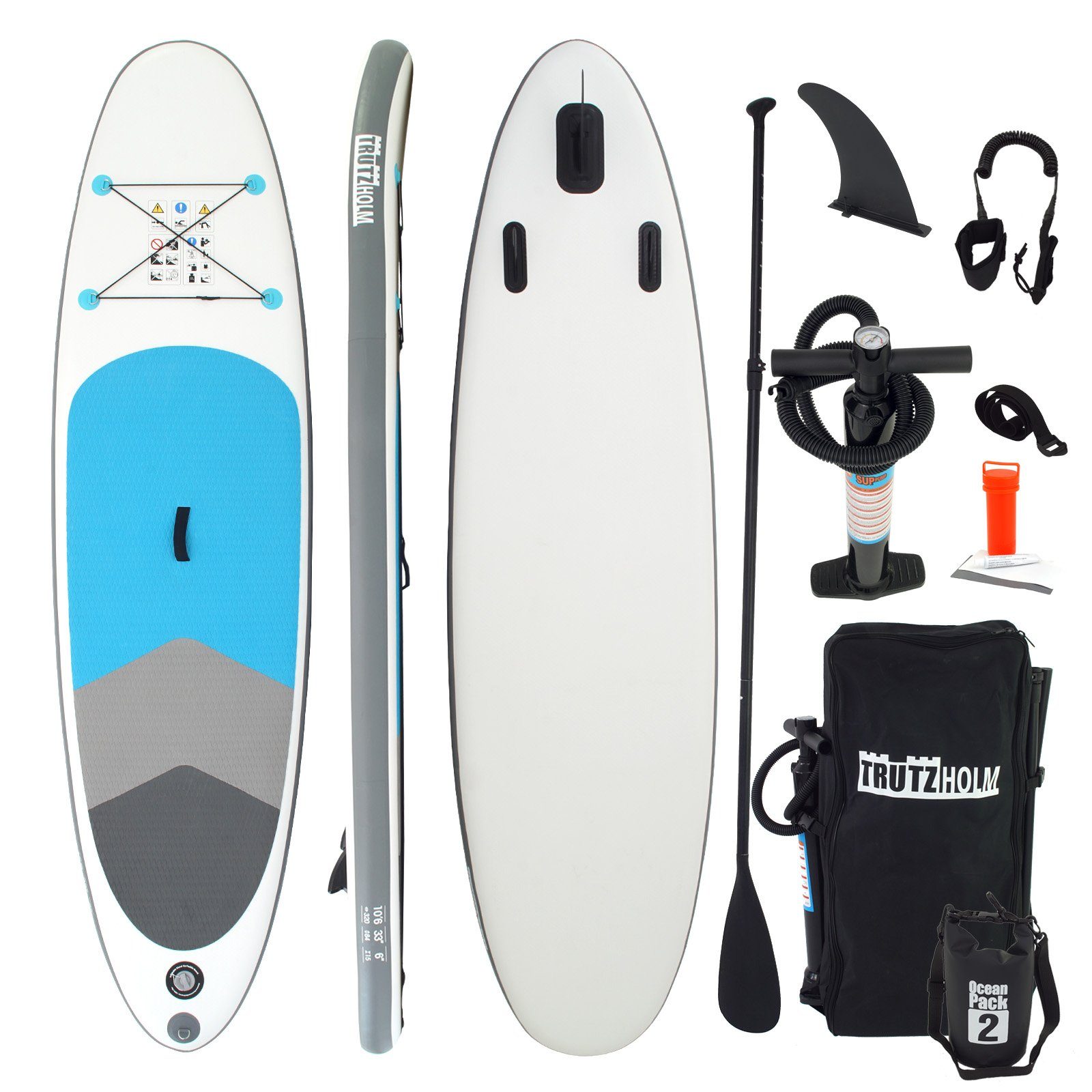 TRUTZHOLM SUP-Board »SUP Board Stand Up Paddle Board Surfboard 320 x«, Stand  Up Paddle Board, (Komplettset, Komplettset), Aufblasbar