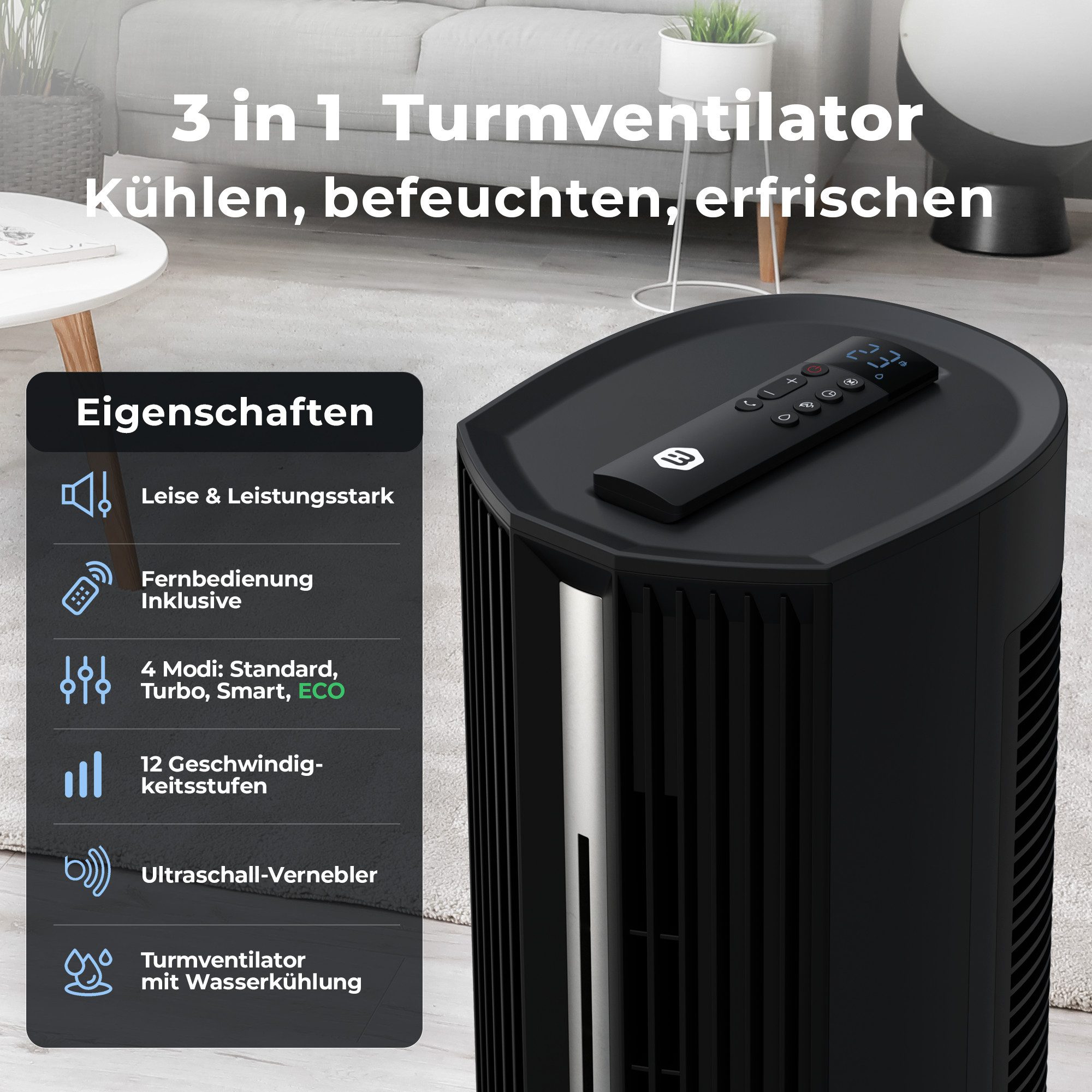Balter Turmventilator VT-11-BL, Ventilator mit Wasserkühlung, günstig online kaufen