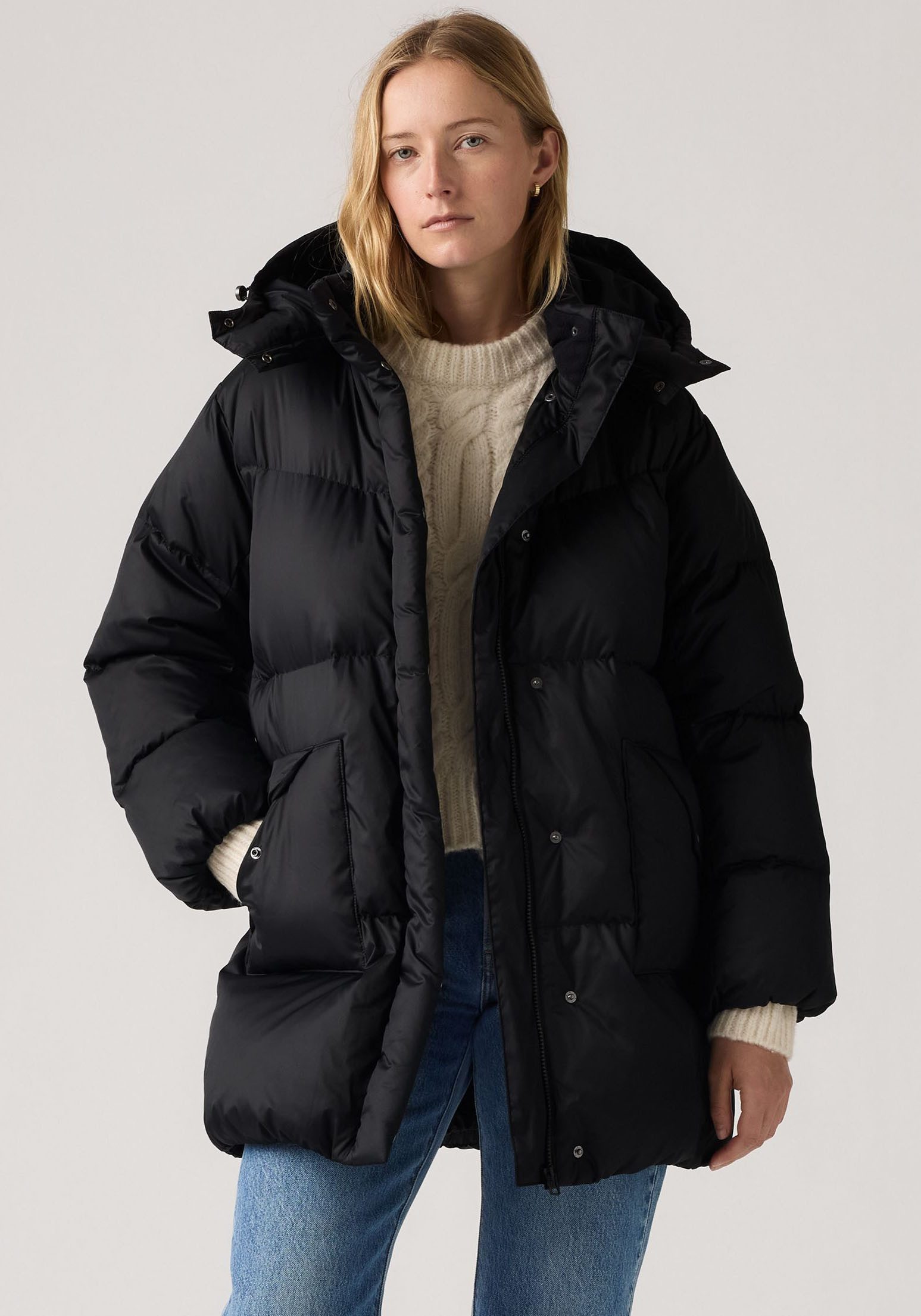 Levi's® Steppjacke WESTERN BUBBLE MI Abnehmbare Kapuze