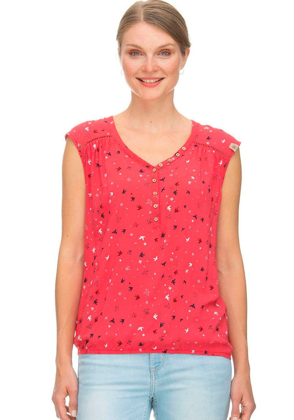 Ragwear Blusenshirt SALTTY A im trendigem All-Over Print Design RED