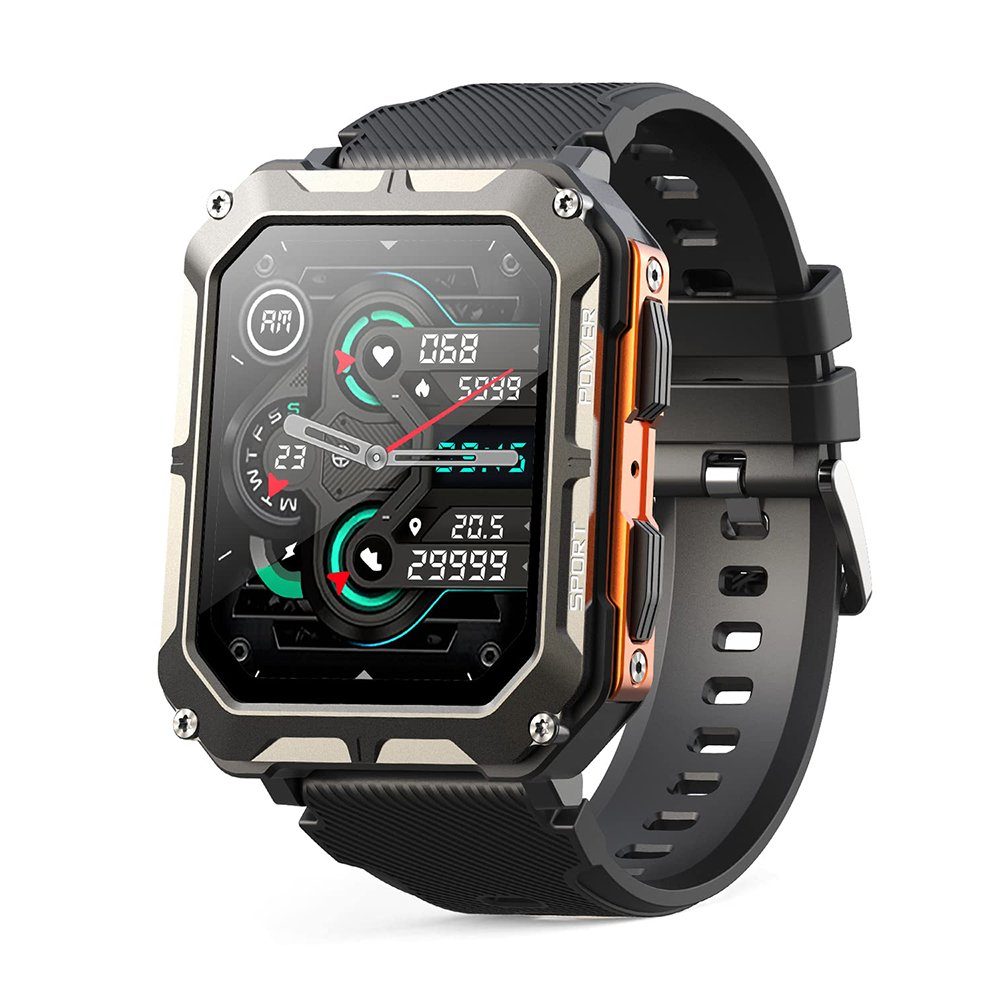 GelldG Smartwatch Herren Militär mit Telefonfunktion, 1,83%27%27 Display Smartwatch
