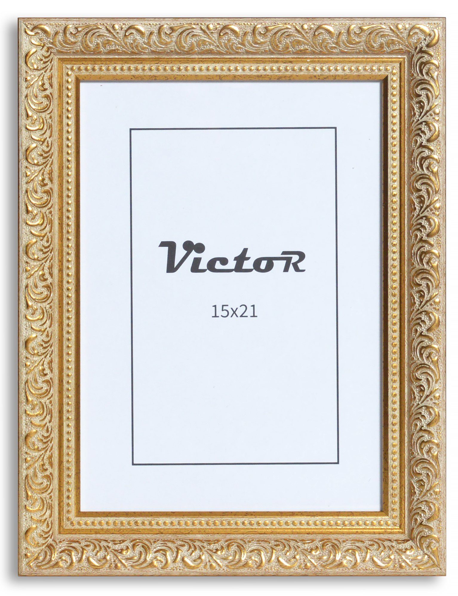 Victor (Zenith) Bilderrahmen Bilderrahmen \"Rubens\" - Farbe: Grün Gold - Größe: 15 x 21 cm, Bilderrahmen 15x21 cm Grün Gold A5, Bilderrahmen Barock, Antik
