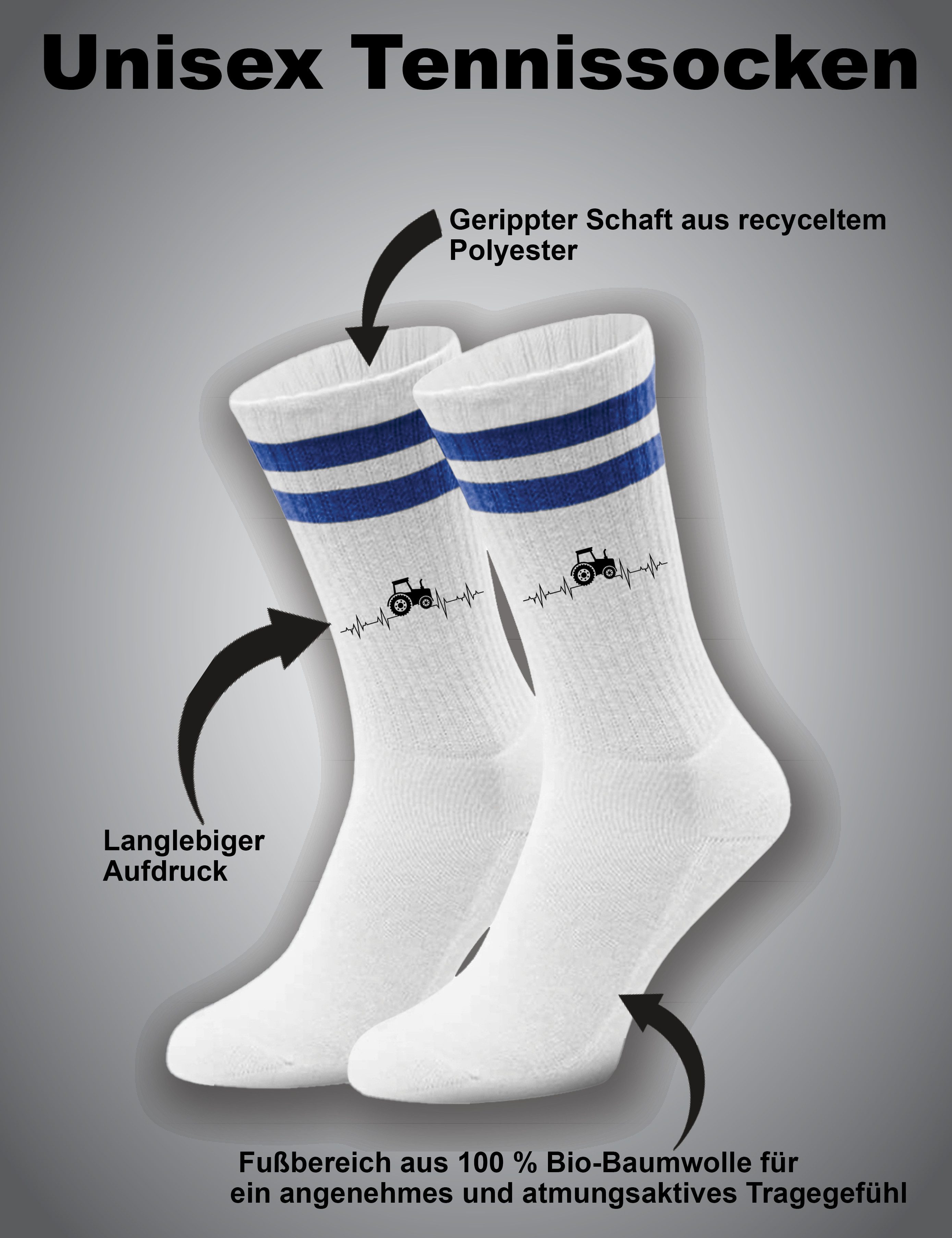 Youth Designz Tennissocken Unisex Socken "Heartbeat Traktor" Aufdruck lustig Geschenk Statement mit verstärkter Verse und Zehenbereich