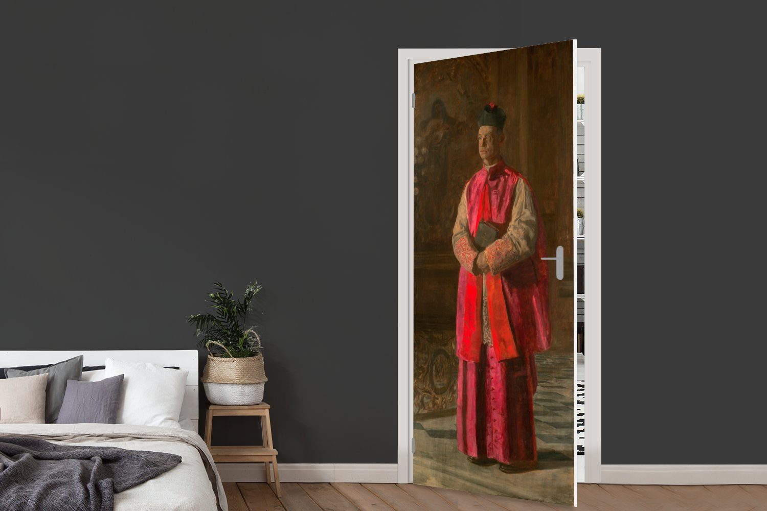75x205 P. Matt, Turner MuchoWow cm Monsignore Gemälde Eakins, bedruckt, von Türaufkleber, Tür, (1 St), Thomas - Fototapete Türtapete James für