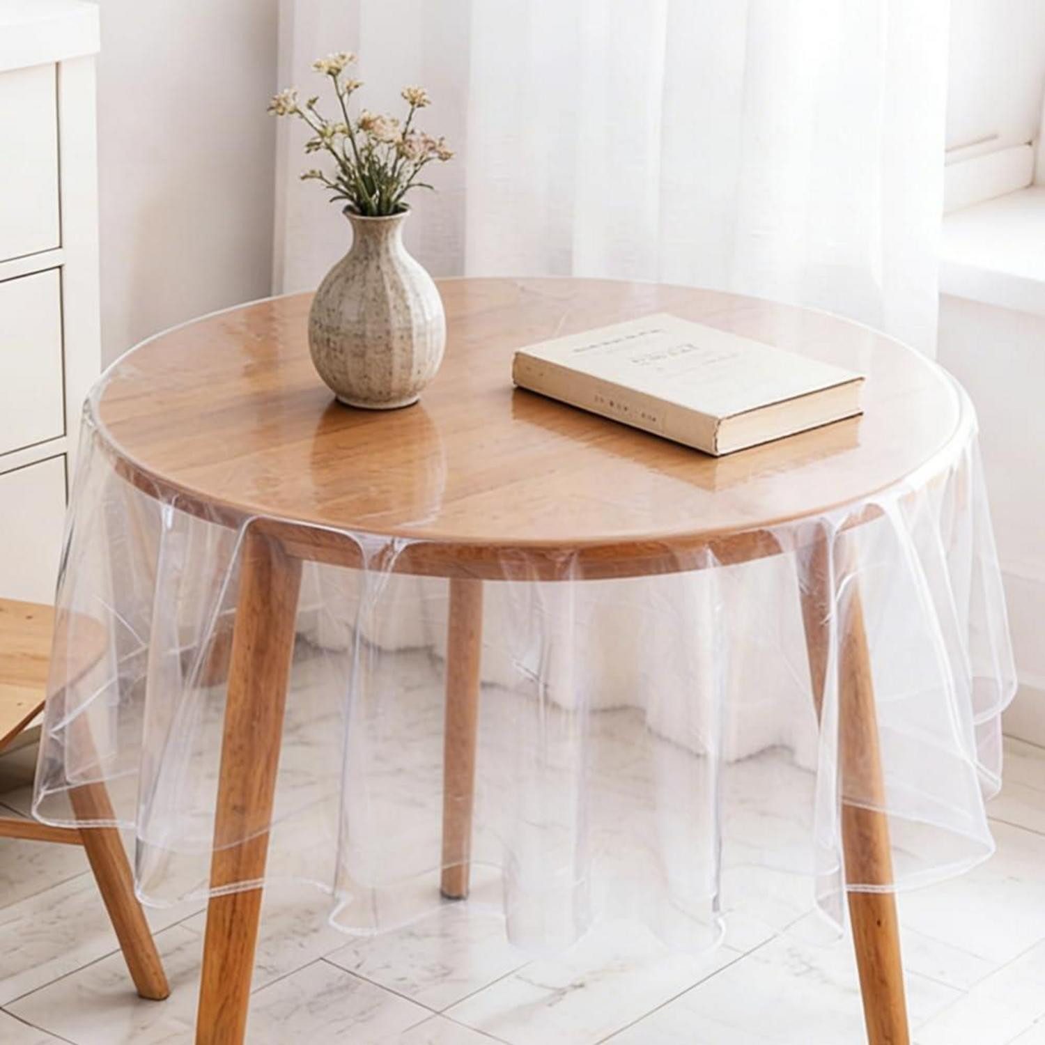 LuxusKollektion Tischschonbezug Tischdecke Transparent 100cm Rund (1-tlg)