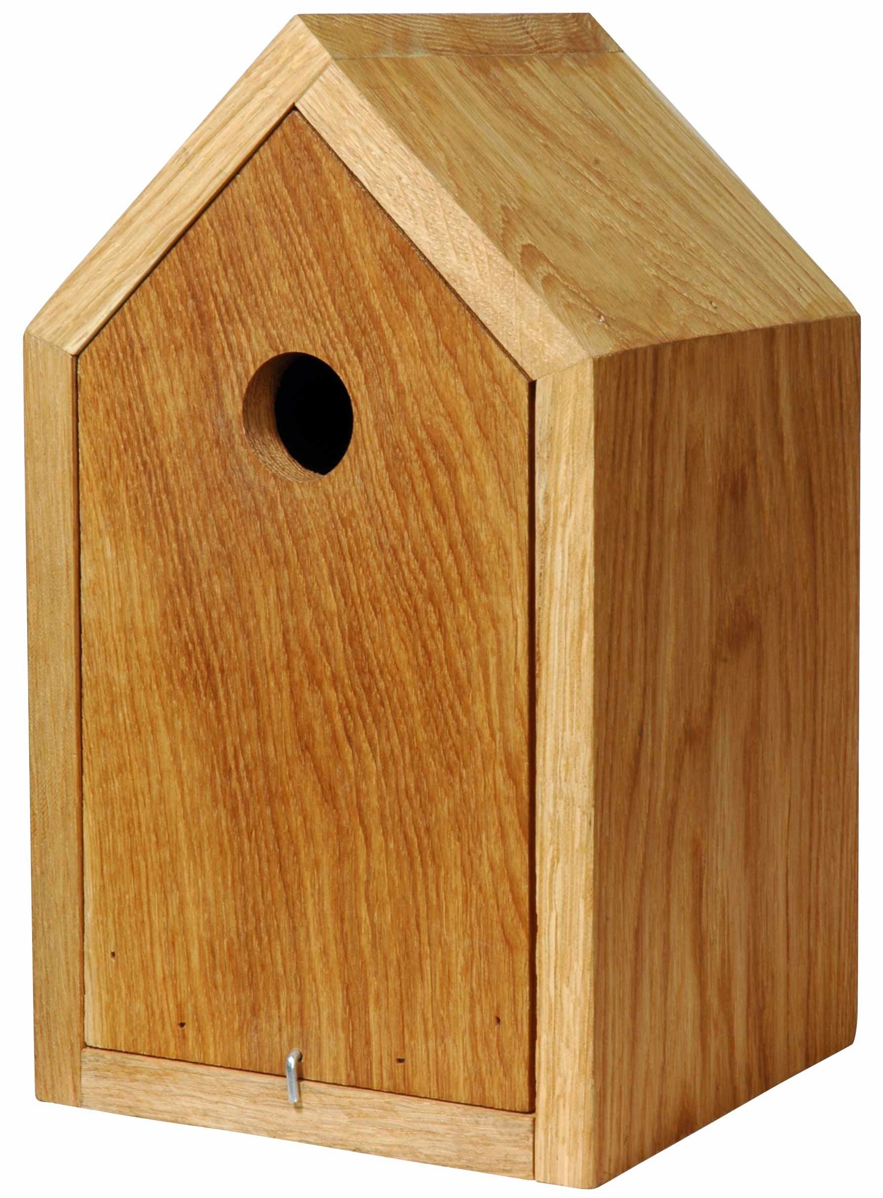LUXUS-VOGELHAUS Futterhaus Vogelhaus Design-Nistkasten, Eiche geölt, mit Spitzdach