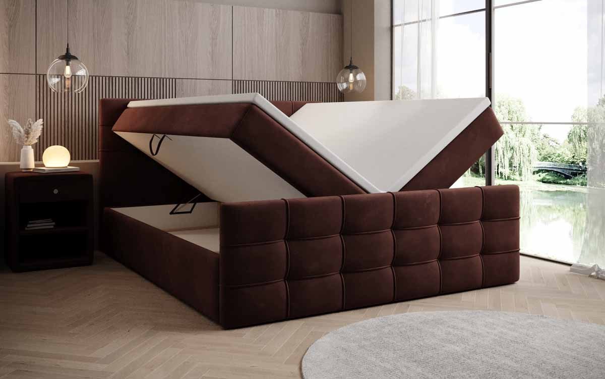 Luxusbetten24 Boxspringbett Luxor in Samt, mit Stauraum