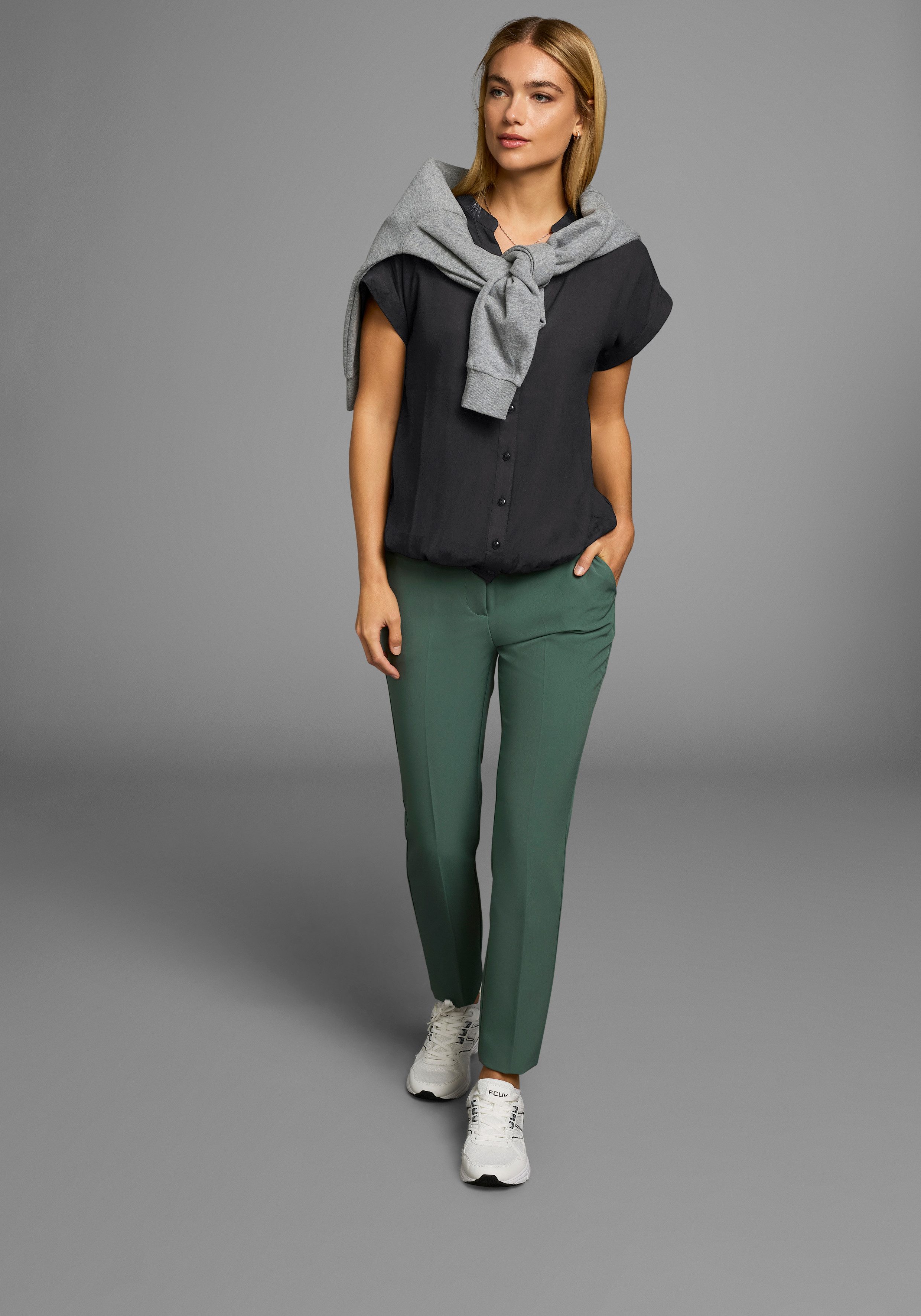 Boysen's Hemdbluse im Oversized-Style mit Ballonsaum