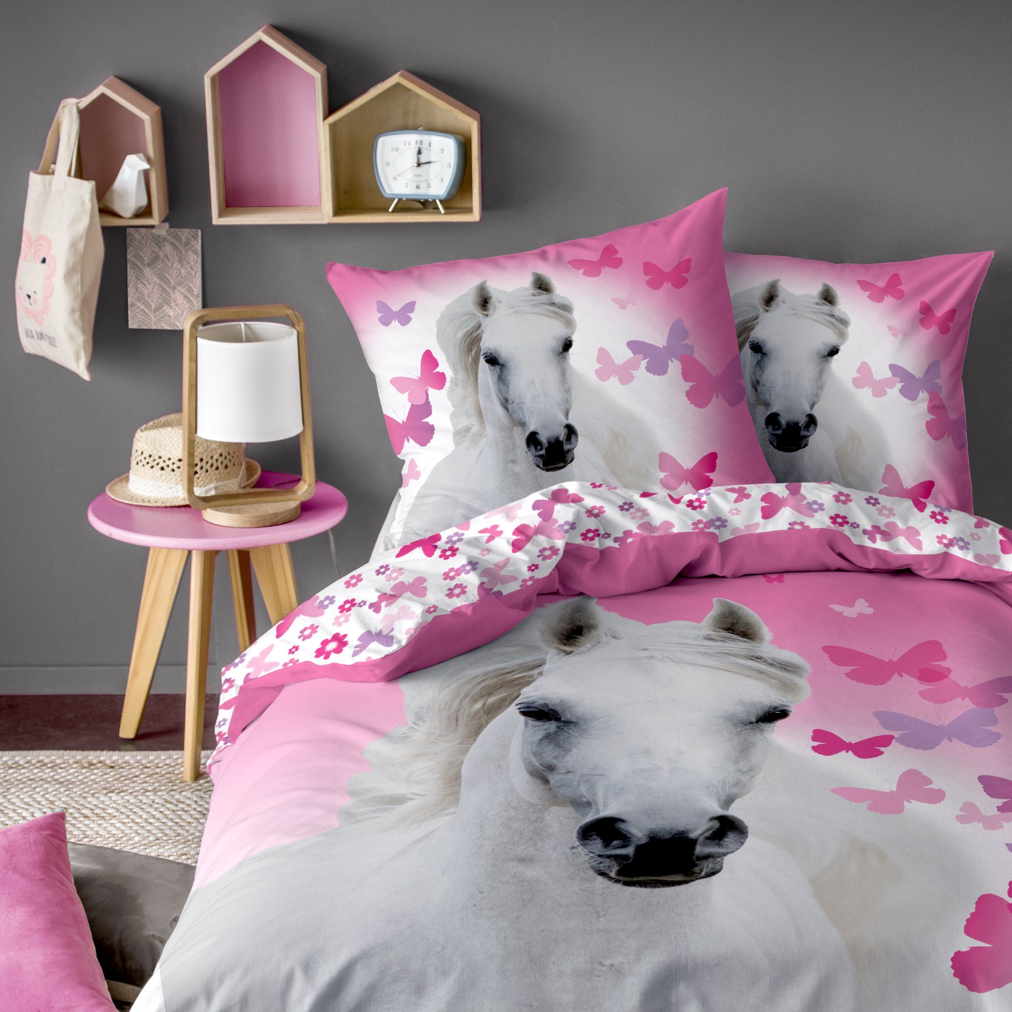 MTOnlinehandel Bettwäsche Kinderbettwäsche Pferde 135x200 + günstig online kaufen