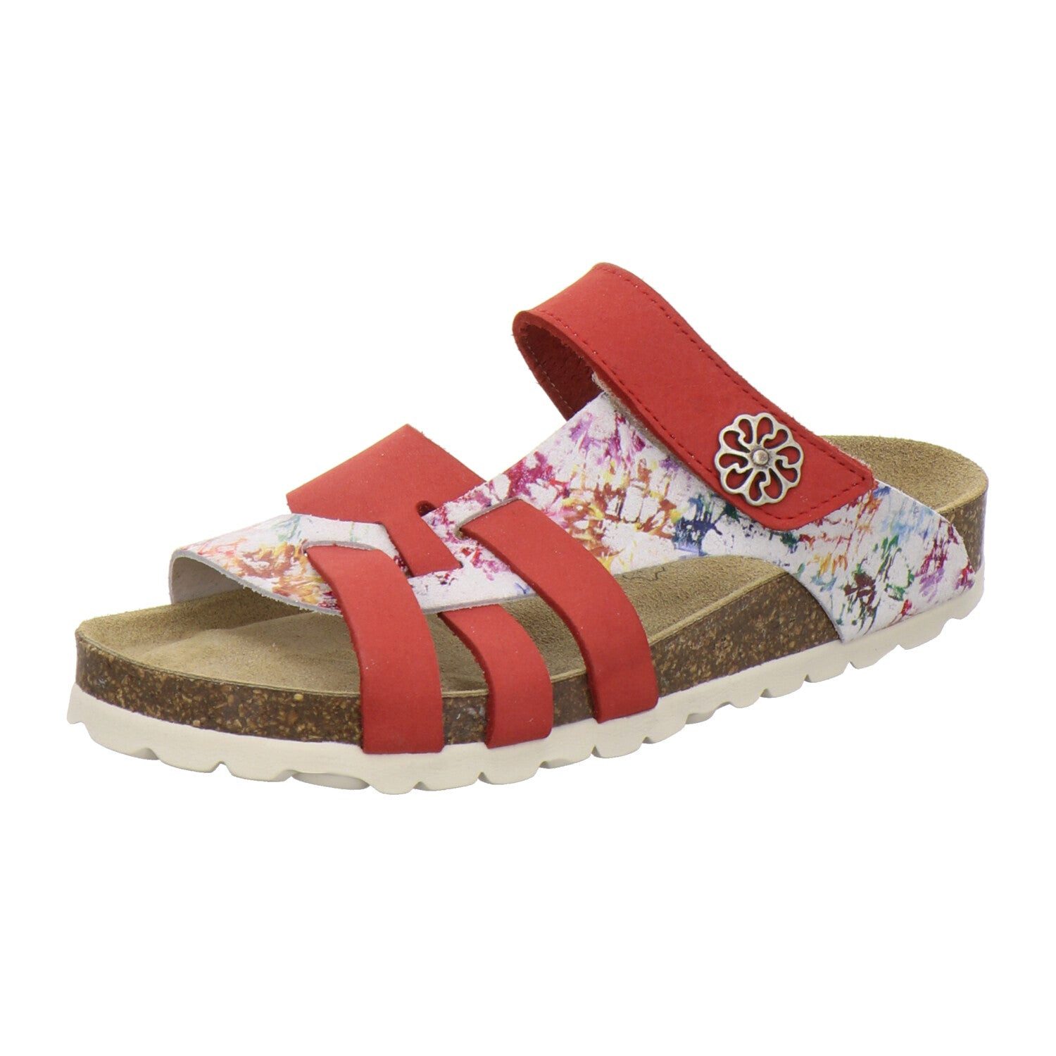 AFS-Schuhe Damen Kralle Pantolette aus Nubukleder mit Klettverschluss und Fußbett, Made in Germany