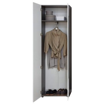 ebuy24 Kleiderschrank LineGD Garderobenschrank 2 Türen rauchsilber, weiß