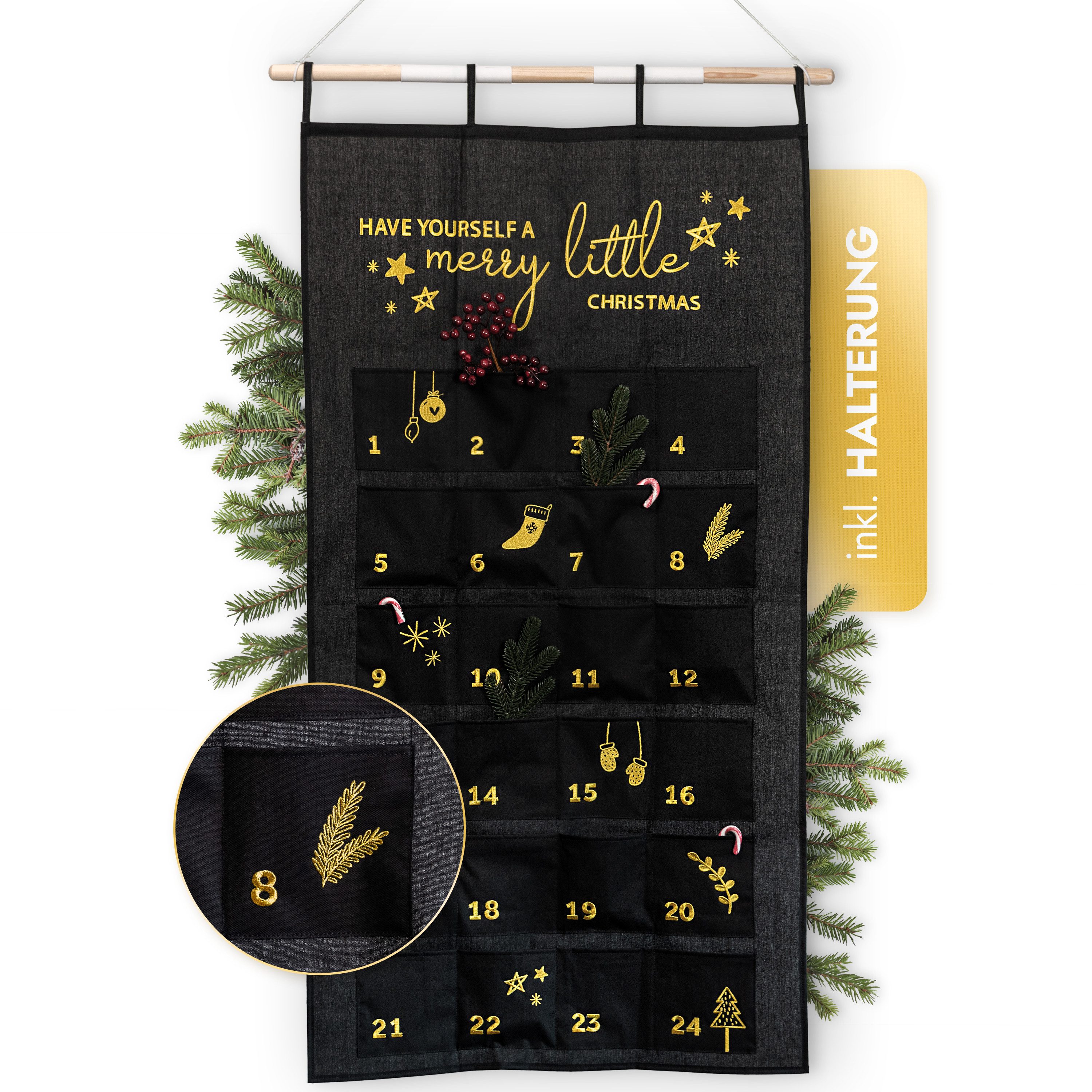 Amari befüllbarer Adventskalender AMARI ® Adventskalender zum Befüllen - Wandkalender mit 24 Fächern